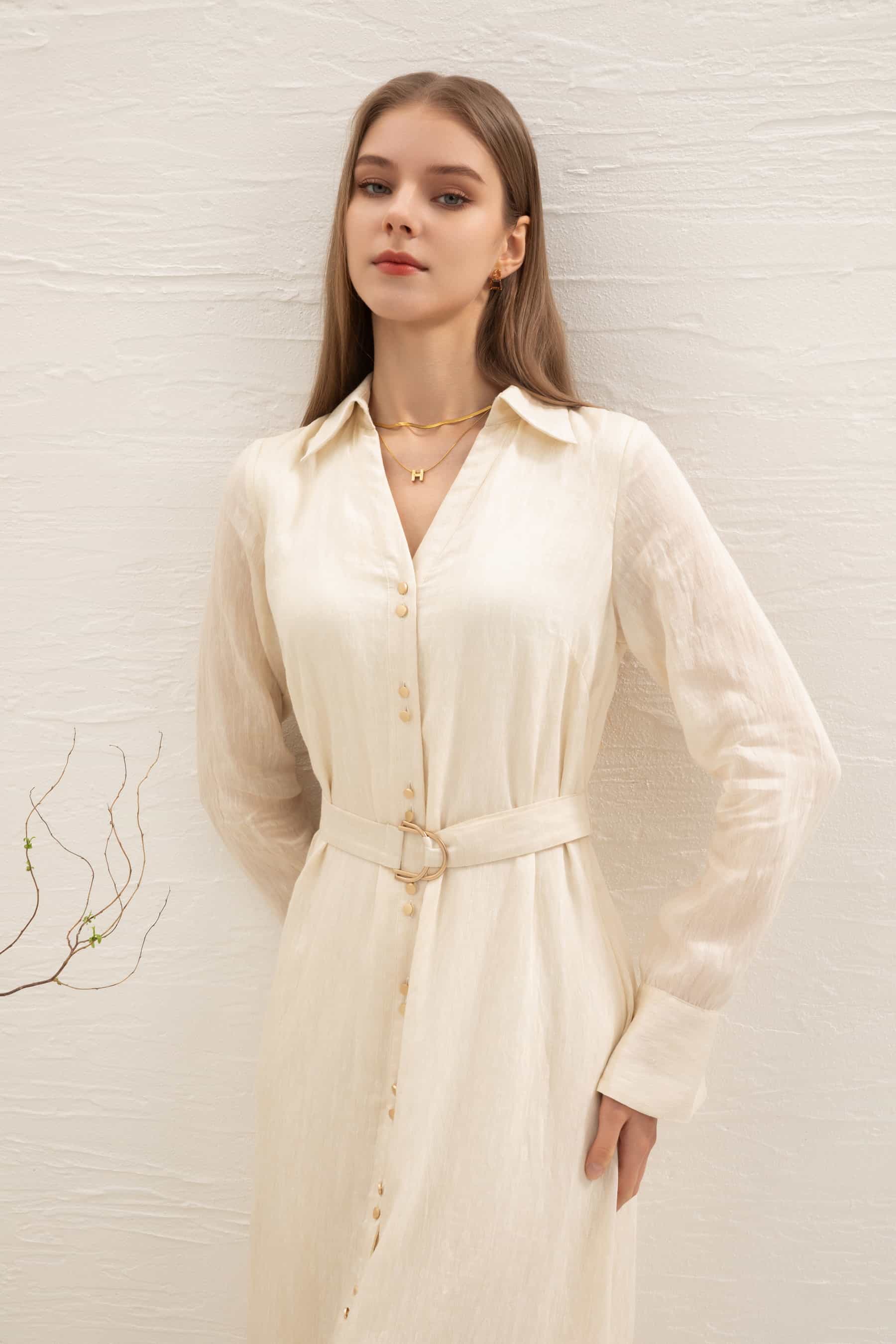 GDS Scarlette Belted Dress | Cream DRESSES autumn-winter BRUNCH Catch CREAM DRESSES GDS HOLIDAY L M RACES S SALE XL XS
