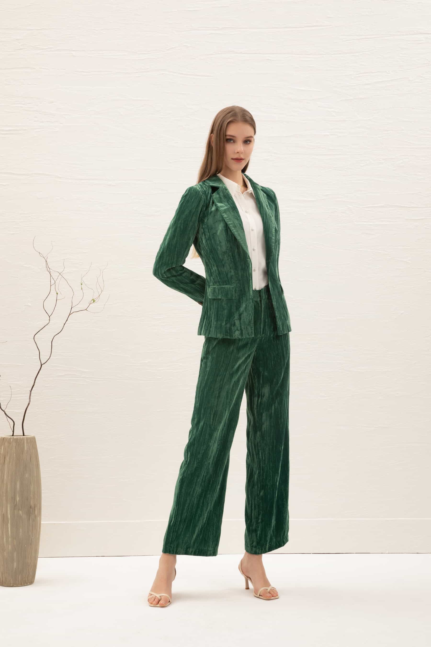 GDS Aliette Velvet Pants | Green DRESSES autumn-winter BRUNCH CASUAL Catch GDS GREEN L M Pants S SALE 40 % WORK XL XS