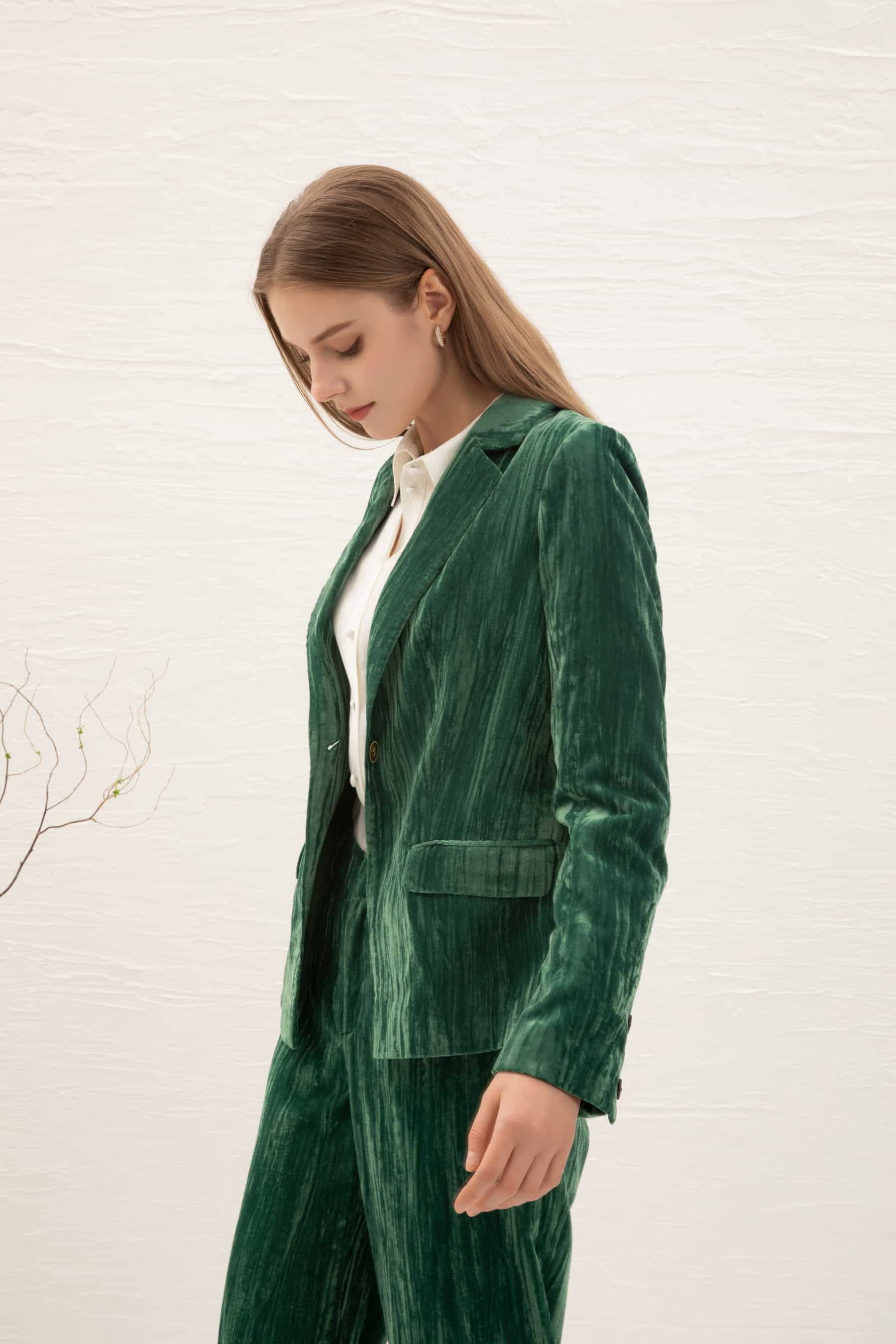 GDS Aliette Velvet Pants | Green DRESSES autumn-winter BRUNCH CASUAL Catch GDS GREEN L M Pants S SALE 40 % WORK XL XS