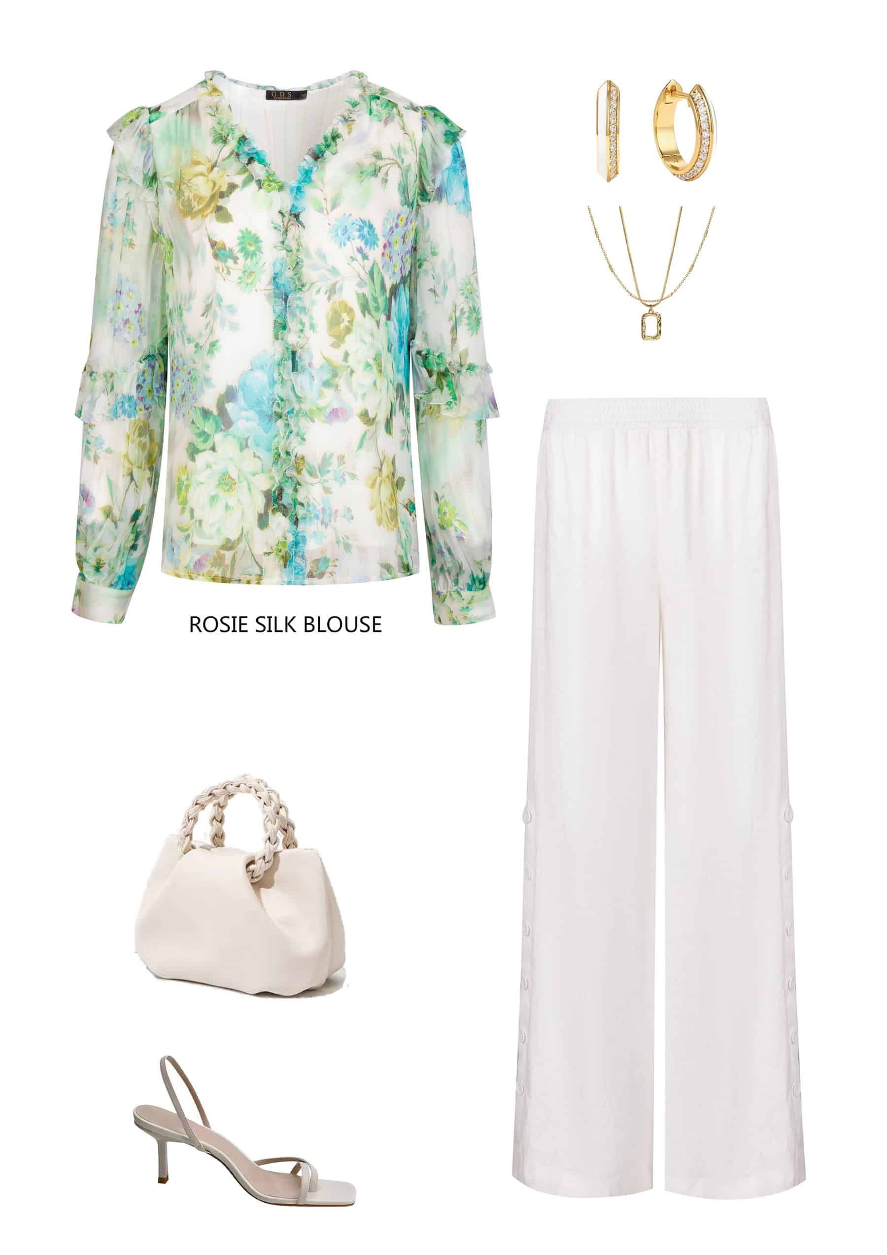 GDS Rosie Silk Blouse | Print BLOUSES autumn-winter BLOUSES BRUNCH CASUAL Catch GDS GREEN L M PRINT S SALE WORK XL XS