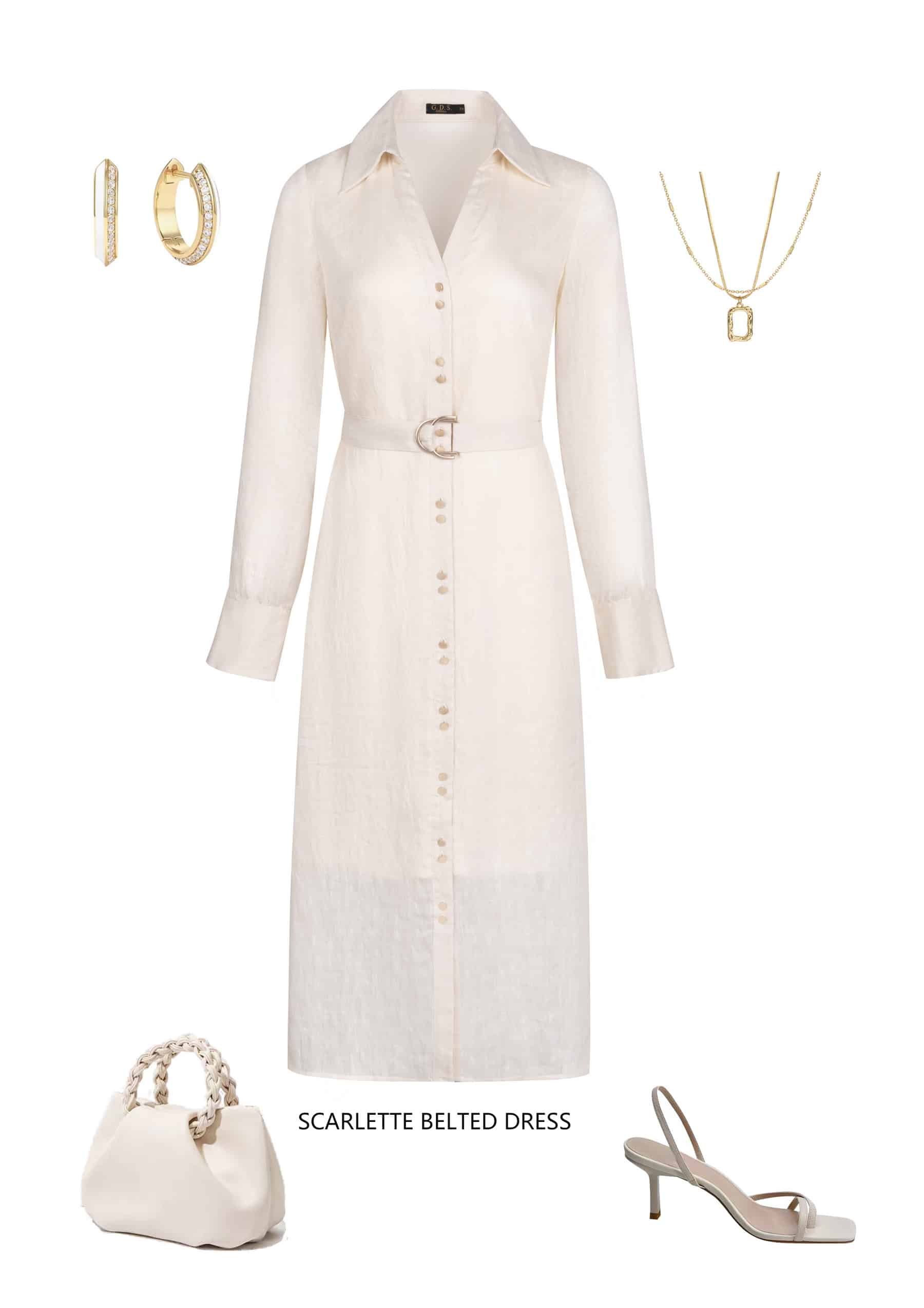GDS Scarlette Belted Dress | Cream DRESSES autumn-winter BRUNCH Catch CREAM DRESSES GDS HOLIDAY L M RACES S SALE XL XS