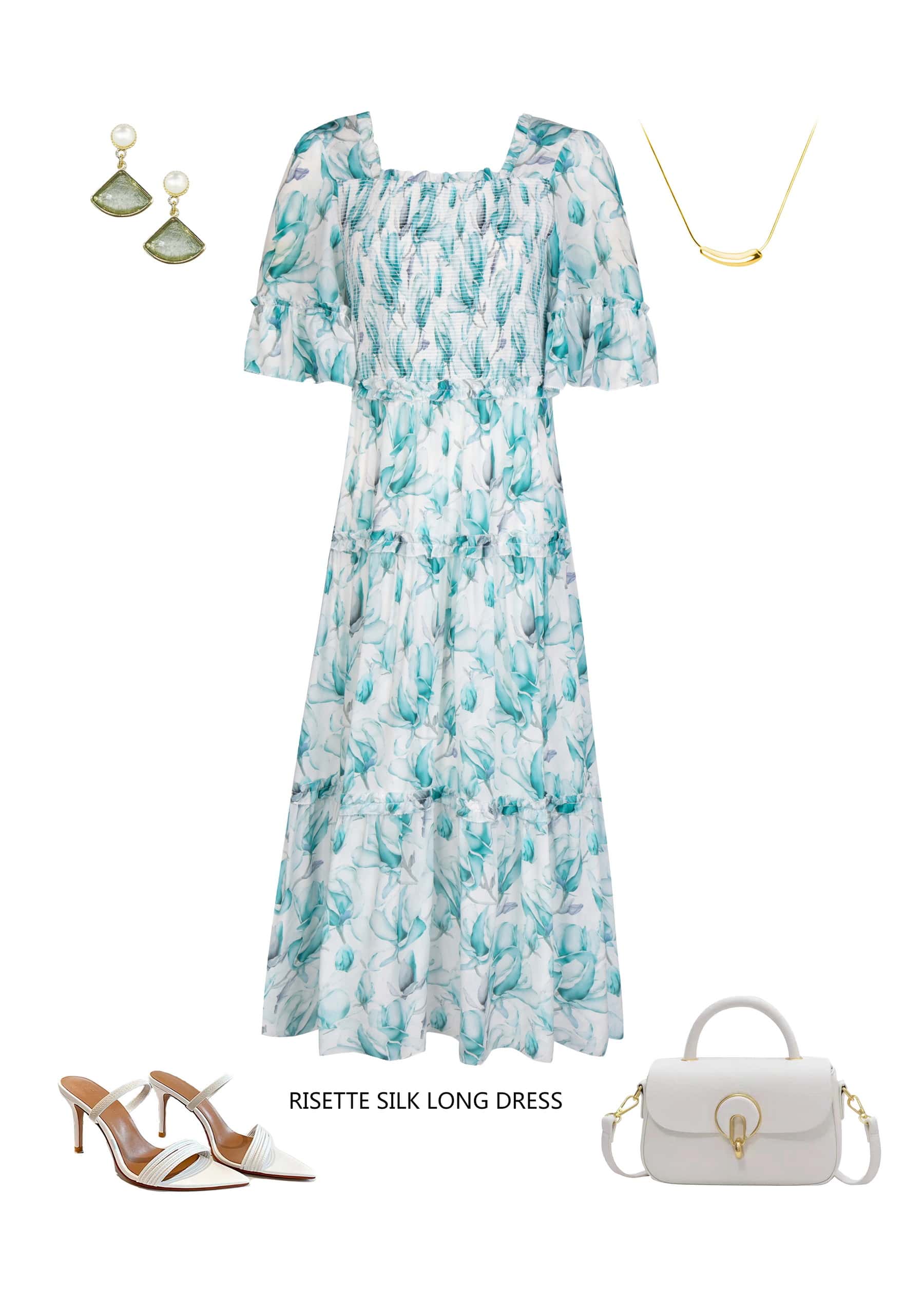 GDS Risette Silk Long Dress | Blue Print