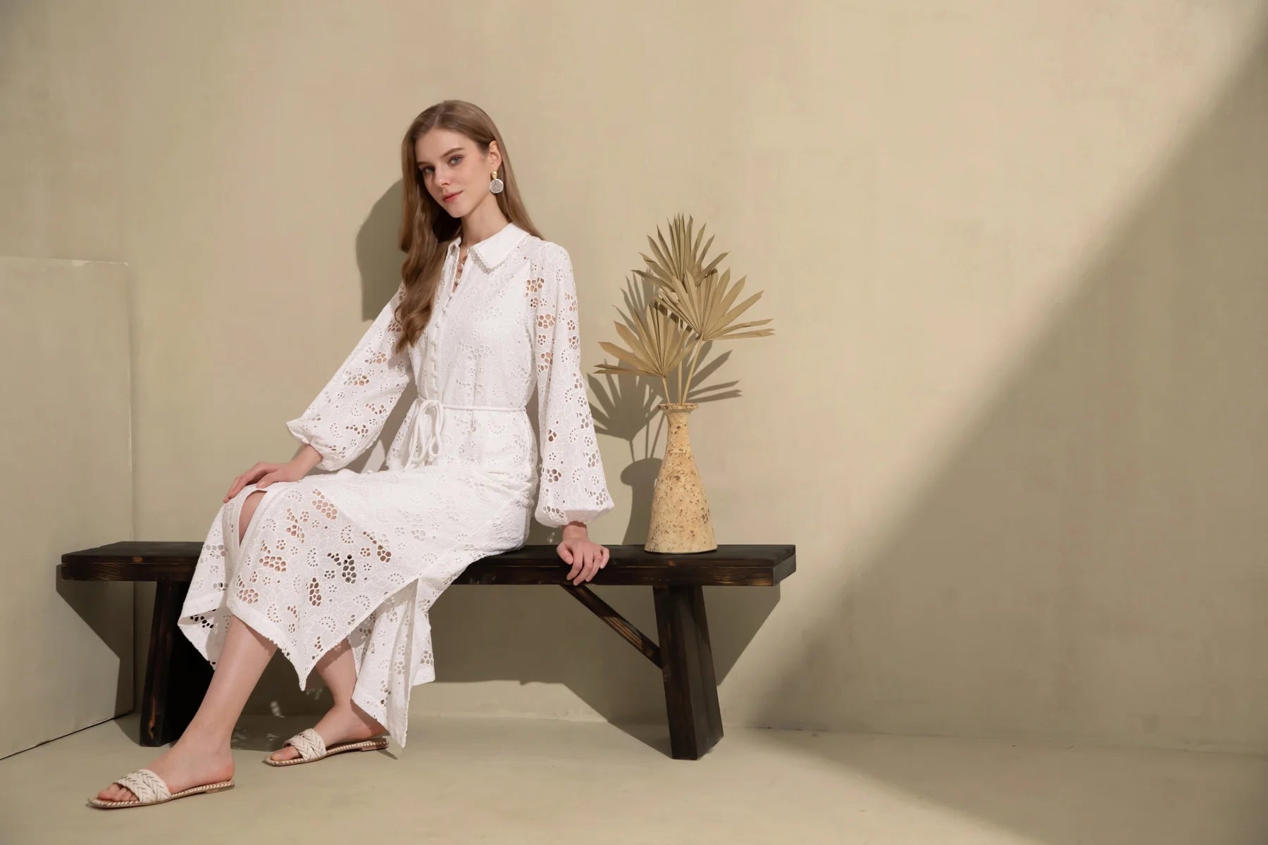 GDS Rosie Embroidered Long Dress | White