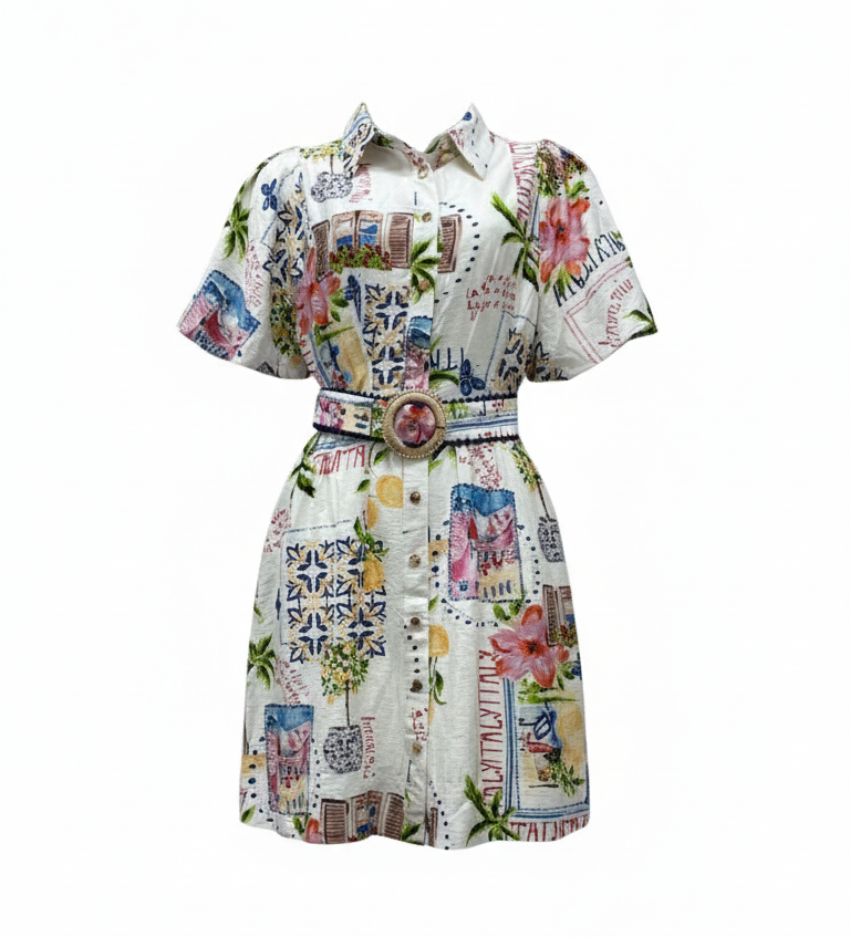 Bella Short Dress | Italy Print