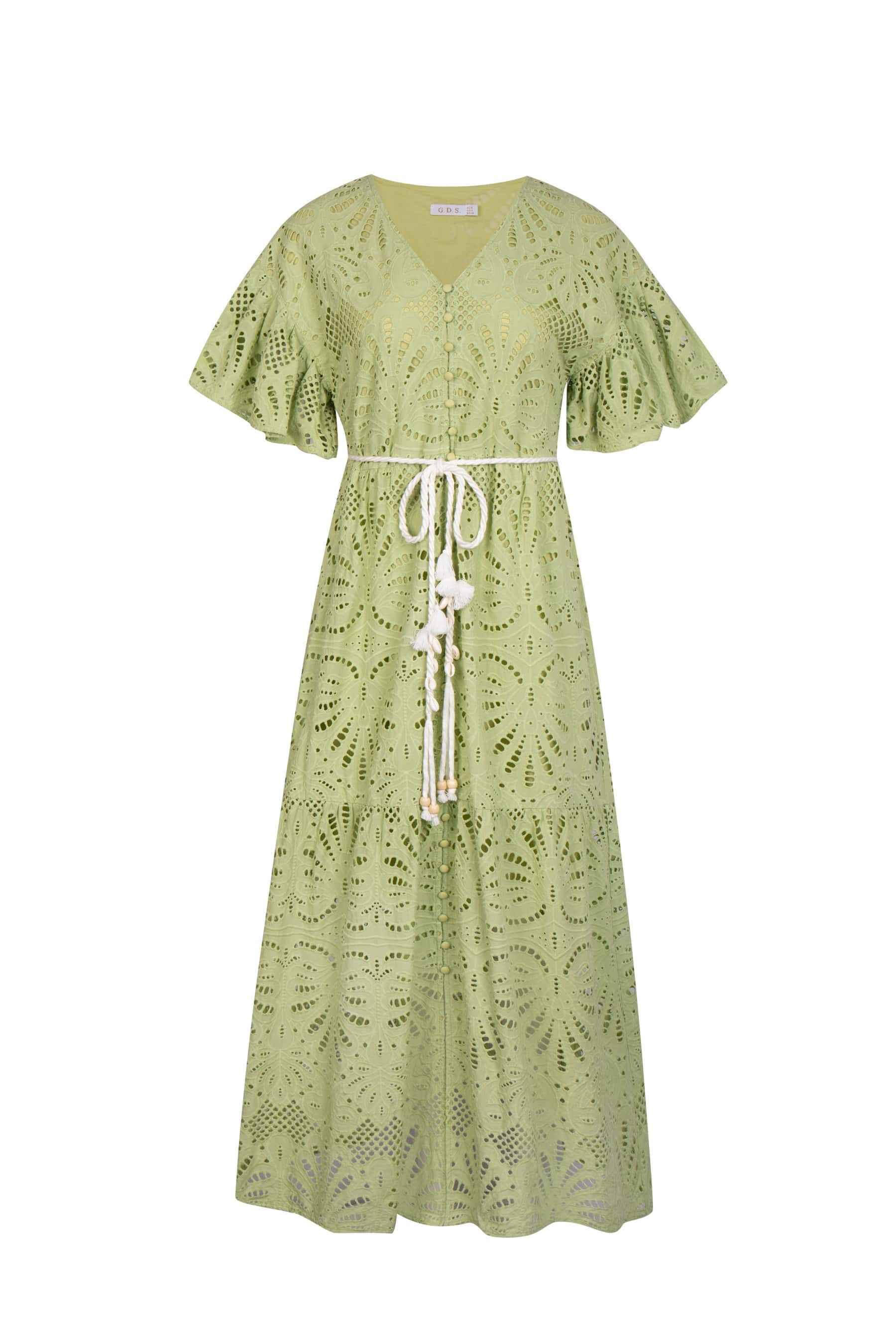 GDS Margot Embroidered Long Dress | Tarragon DRESSES 10 12 14 16 8 GDS GREEN L M S XL XS