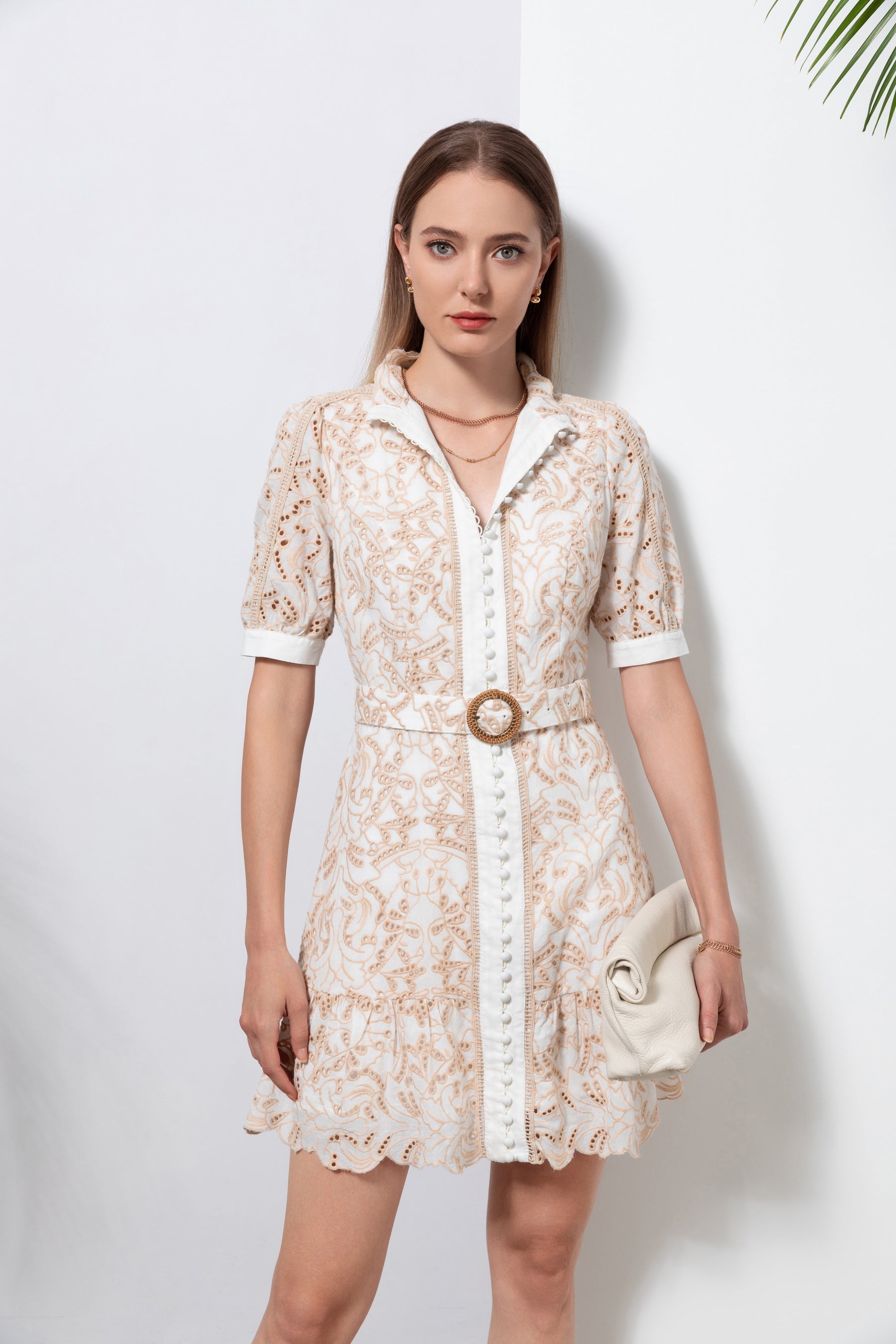 GDS Naomi Belted Short Dress | Beige