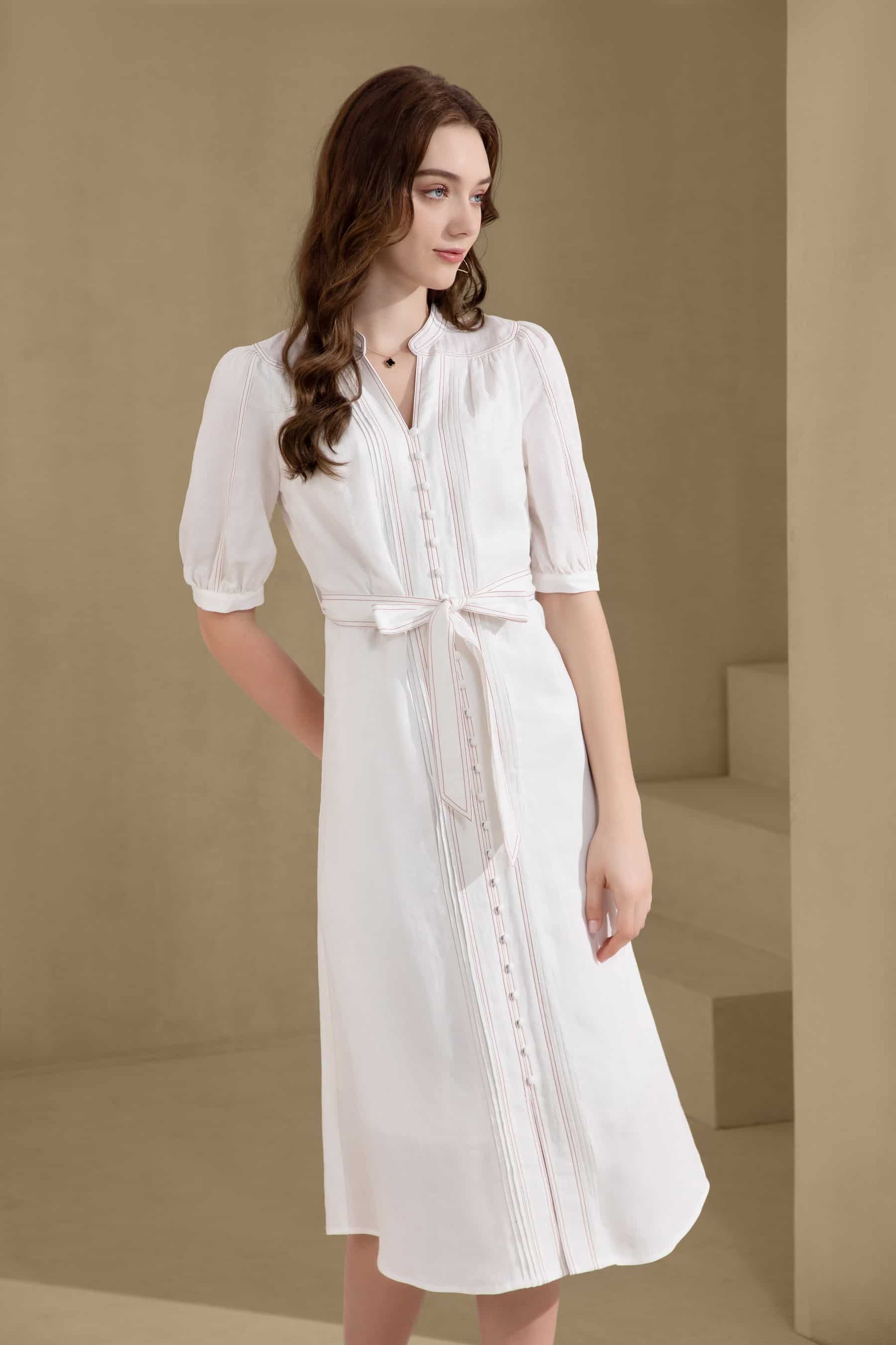 GDS Manhattan Long Linen Dress | White
