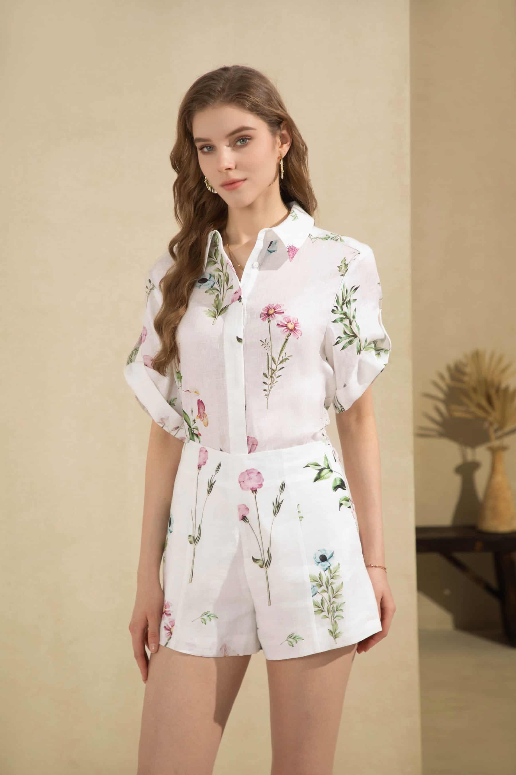 GDS Missika Printed Linen Blouse | Print