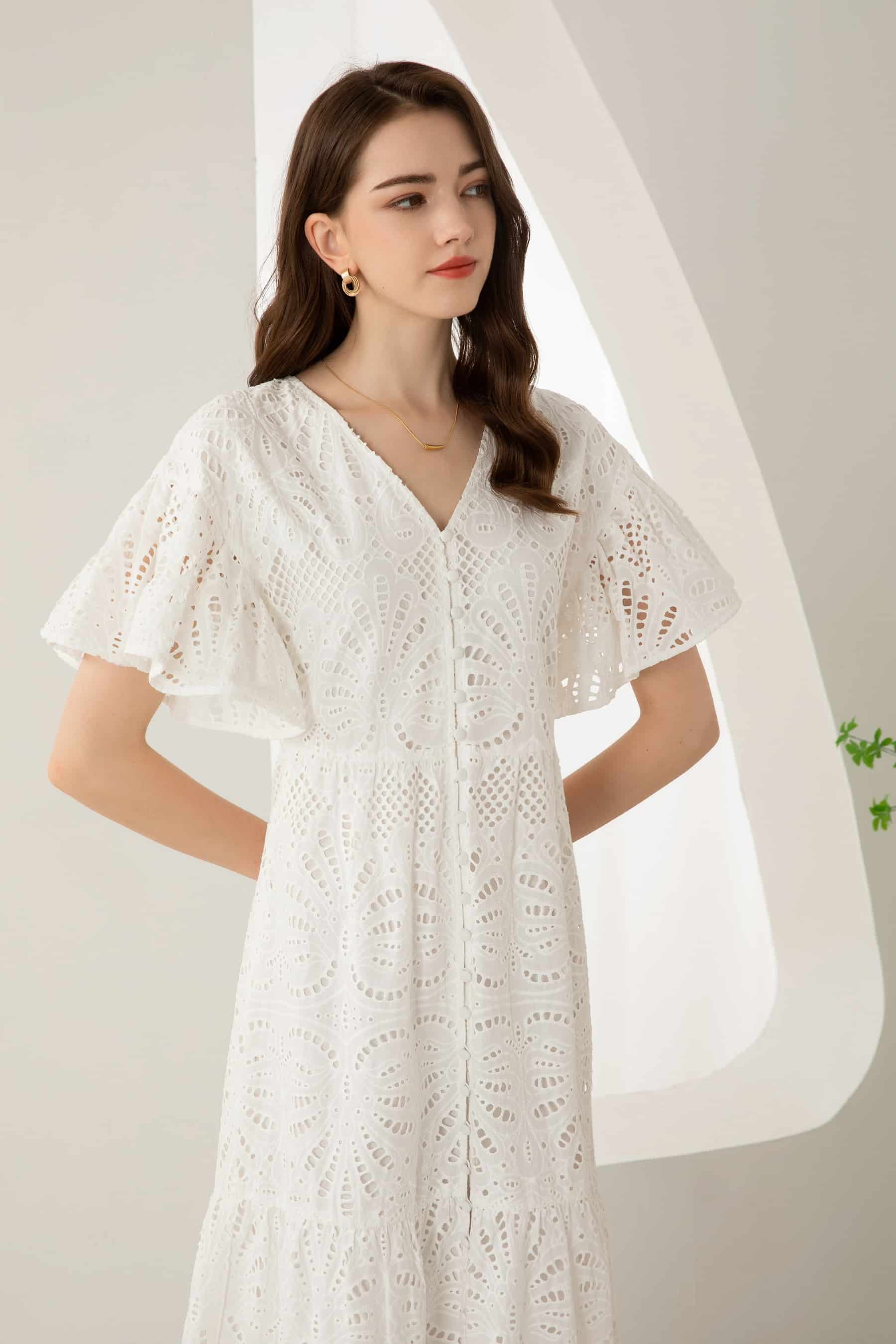 GDS Margot Embroidered Long Dress | White DRESSES 10 12 14 16 8 GDS L M S WHITE XL XS