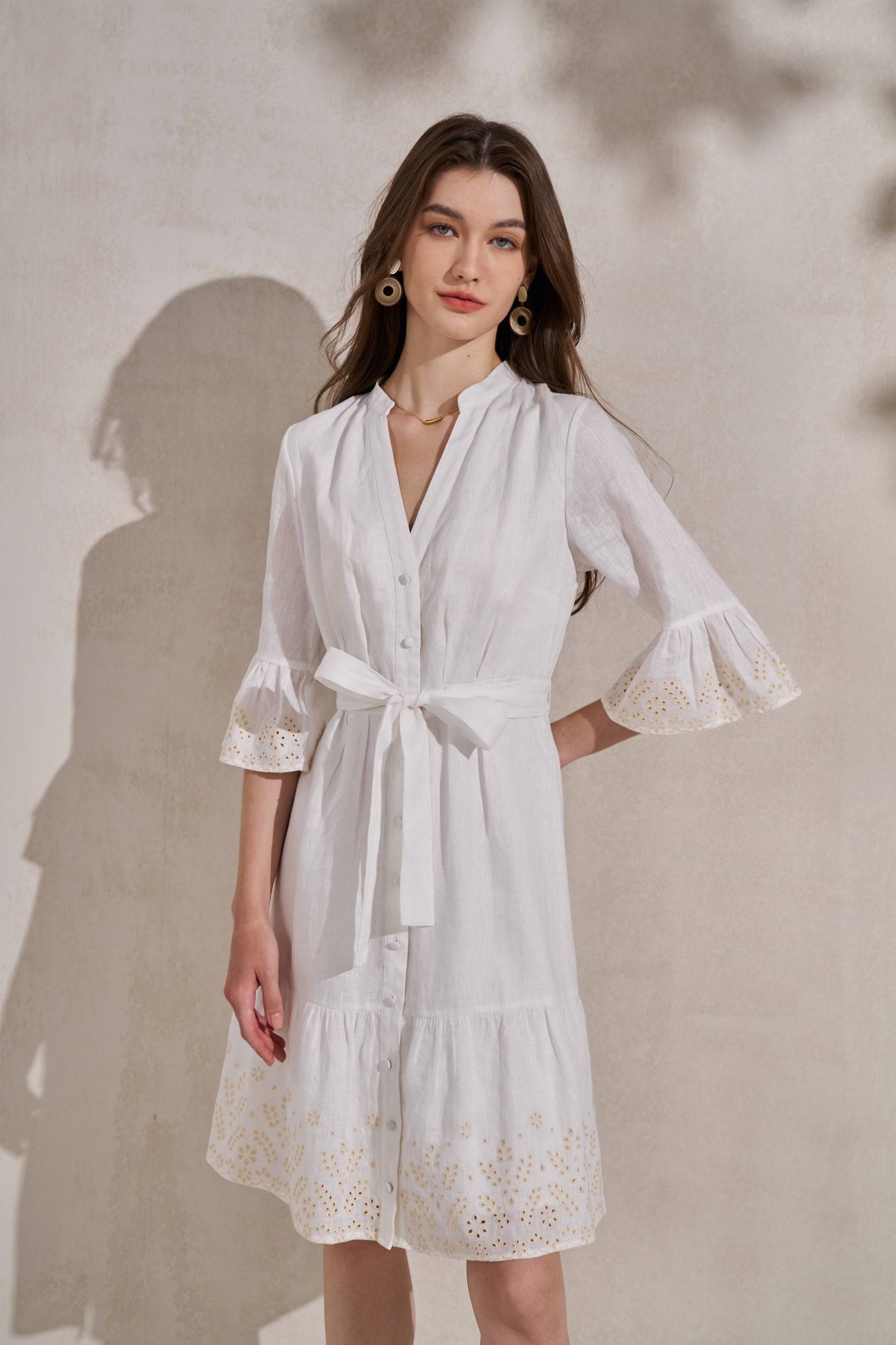 GDS Raven Linen Short Dress | White DRESSES 10 12 14 16 8 GDS L M S WHITE XL XS