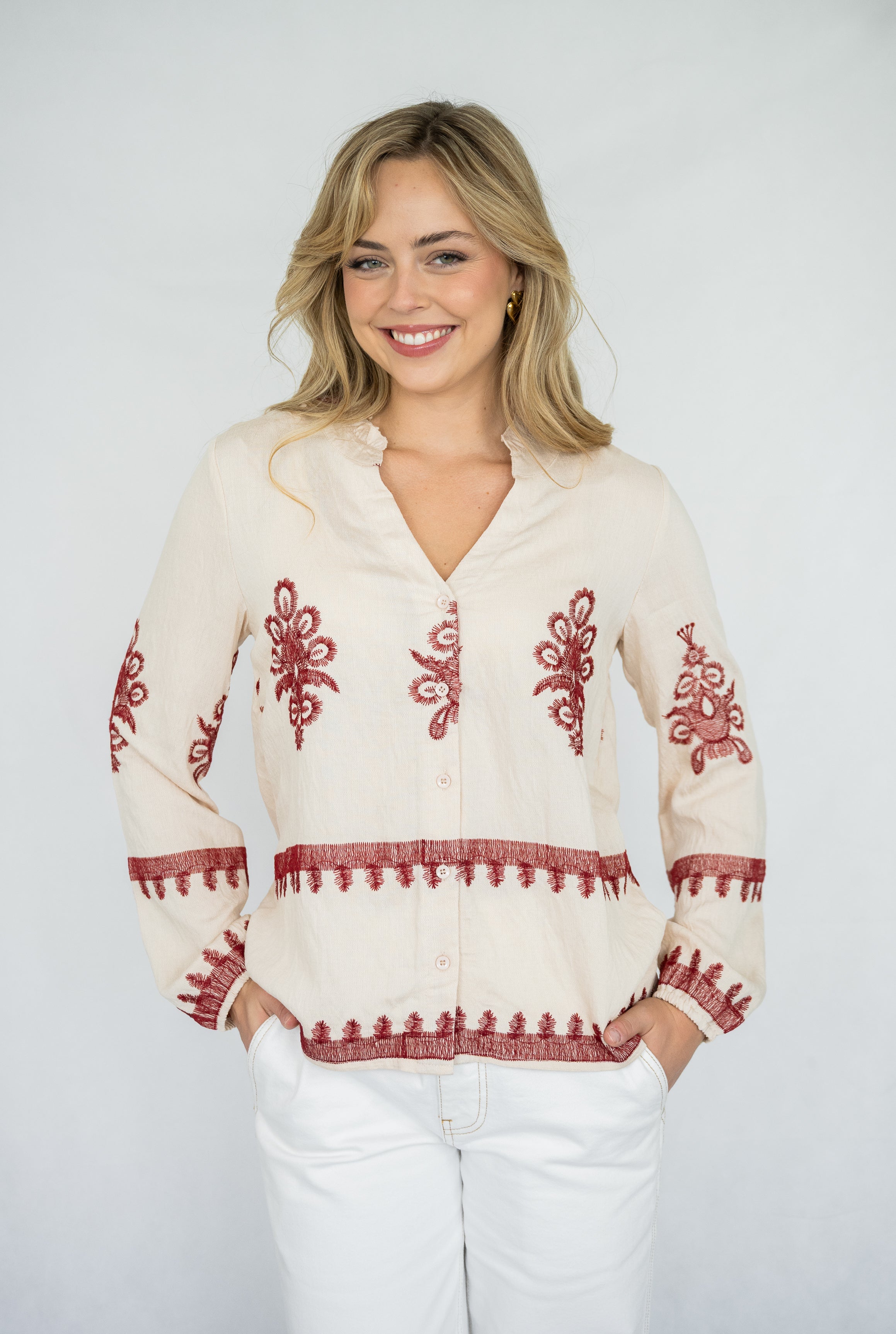 Juliette Shirt | Crm-Red