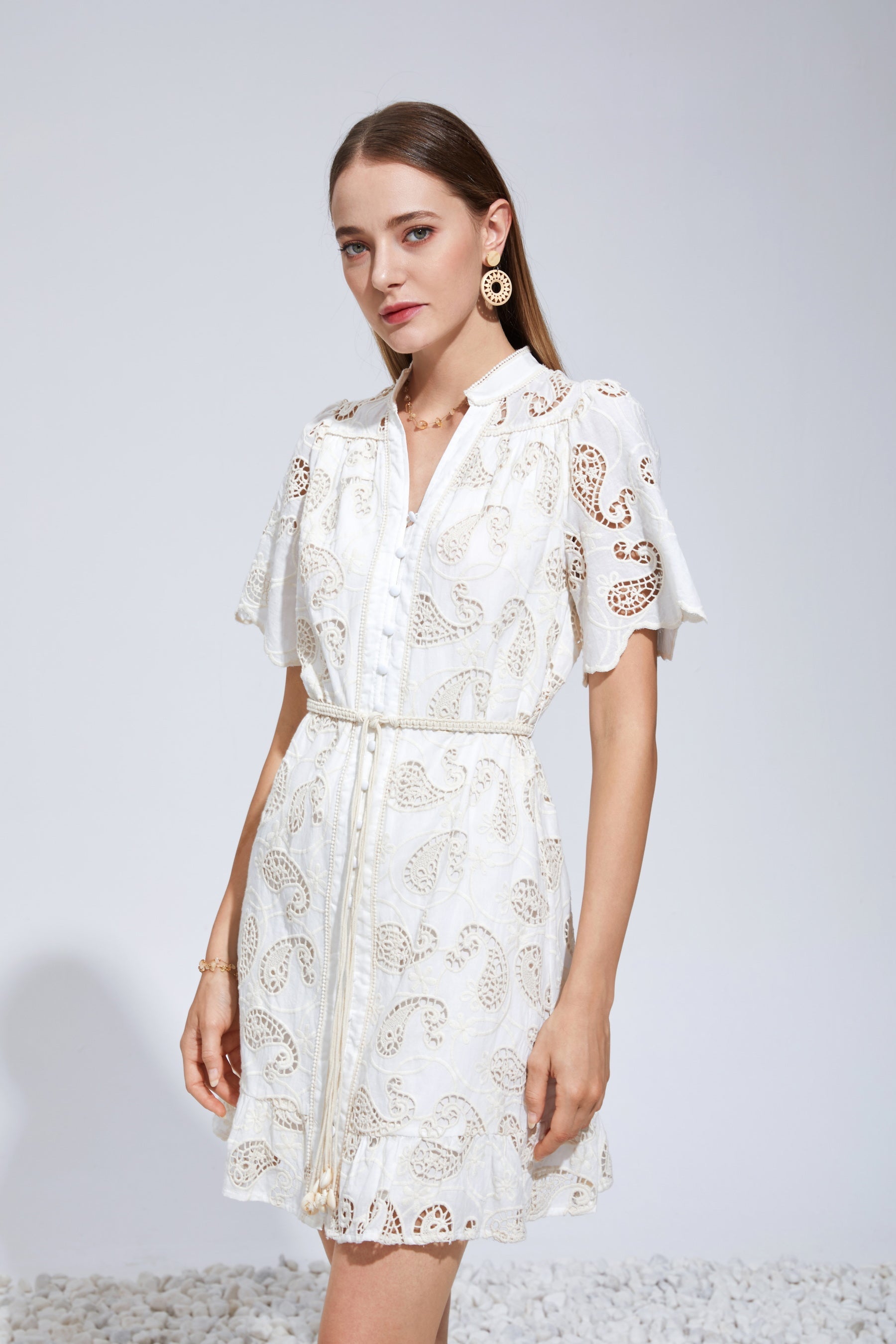 GDS Layla Embroidery Short Dress | Cannoli Cream DRESSES Catch CREAM ESS22 GDS L M S SALE XL XS