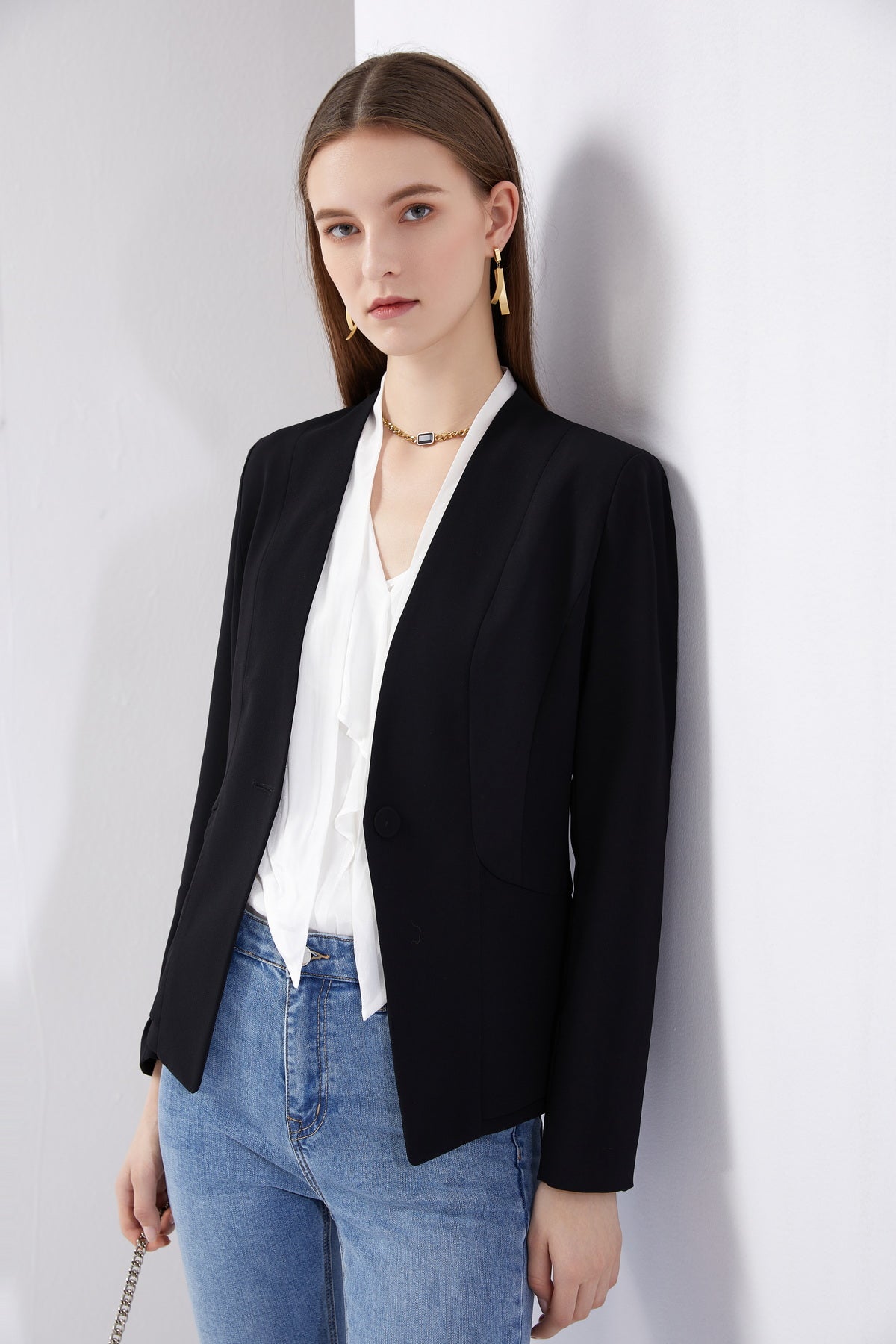 GDS Sophia Ruffle Jacket | Black JACKETS autumn-winter BLACK BRUNCH CASUAL Catch ESS22 GDS JACKETS L M S SALE WORK XS