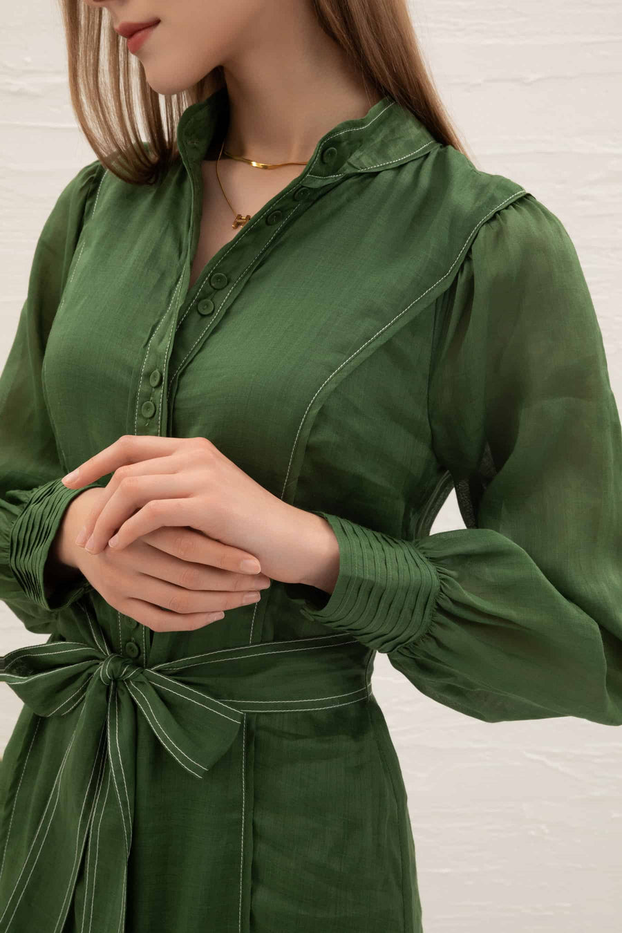 GDS Valentine Linen  Dress | Green Print