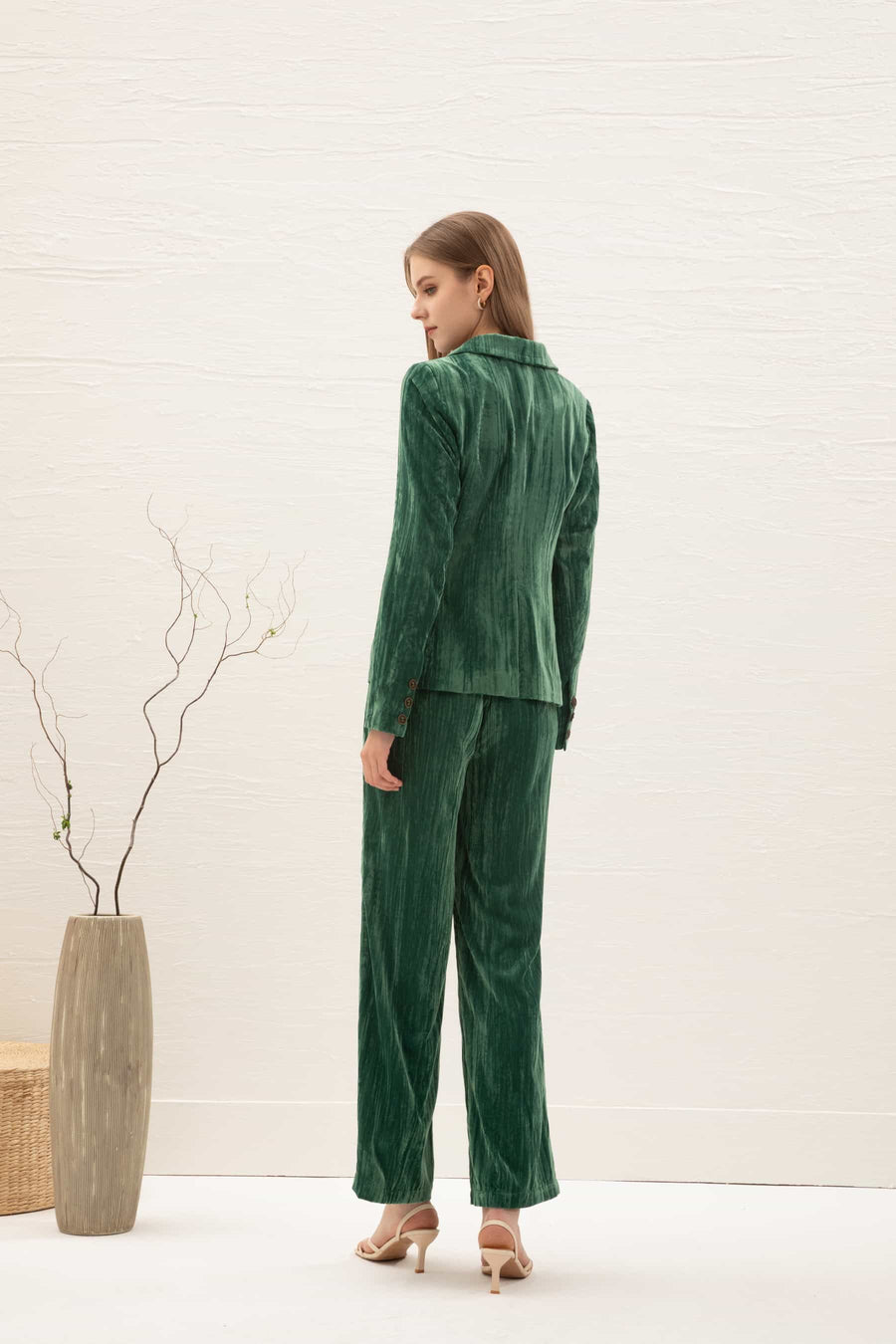 GDS Aliette Velvet Pants | Green DRESSES autumn-winter BRUNCH CASUAL Catch GDS GREEN L M Pants S SALE 40 % WORK XL XS