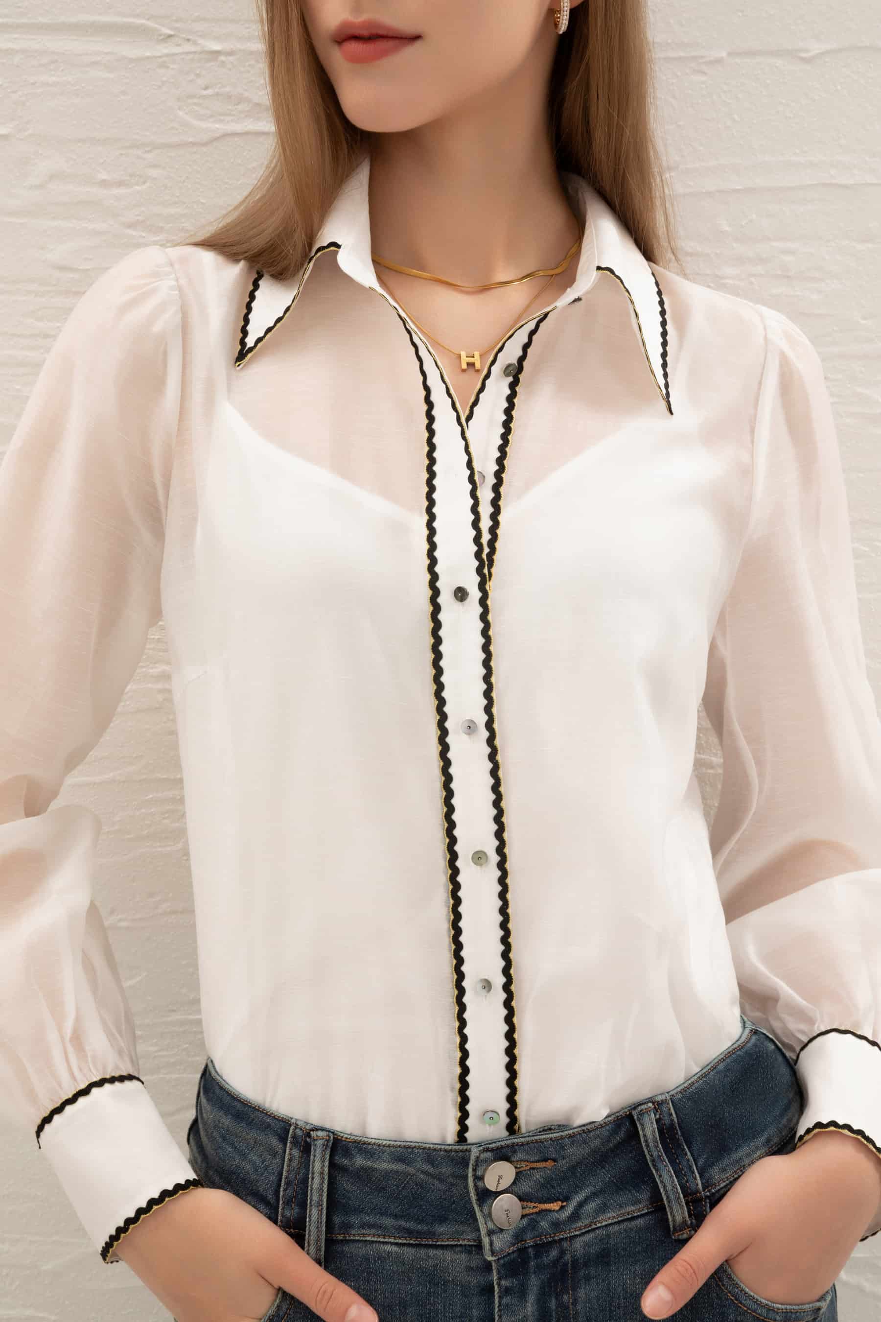 GDS Missika Tencel Blouse | White BLOUSES autumn-winter BLOUSES BRUNCH CASUAL Catch GDS L M S SALE WHITE WORK XL XS