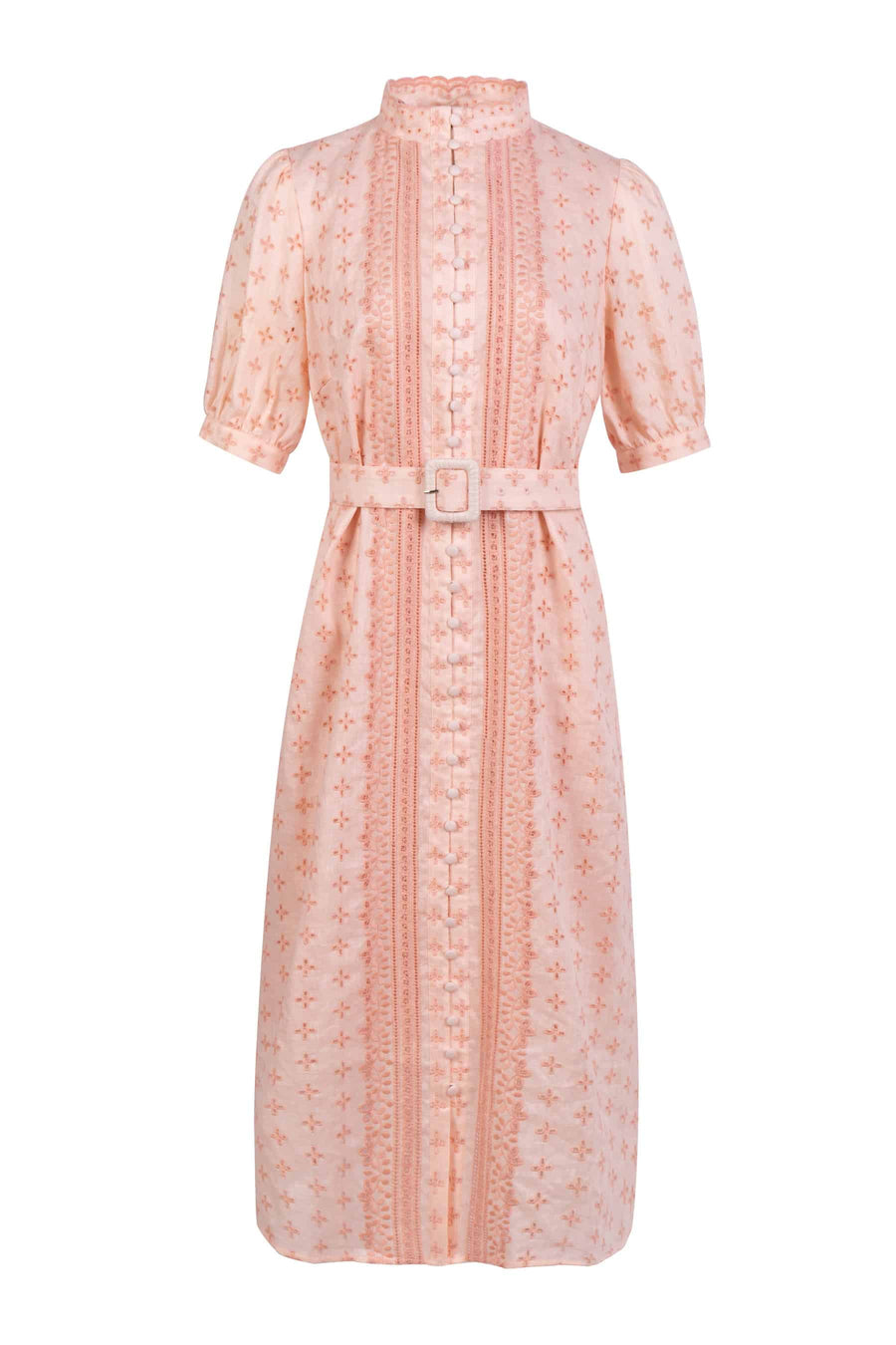 GDS Laure Embroidered Linen Dress | Cameo Rose DRESSES Catch GDS L M PINK S XL XS