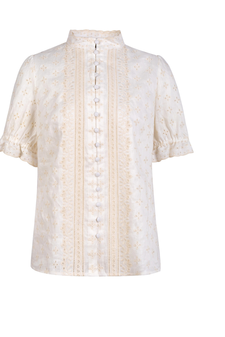 GDS Laure Embroidered Linen Blouse | Cannoli Cream DRESSES Catch GDS L M S XS