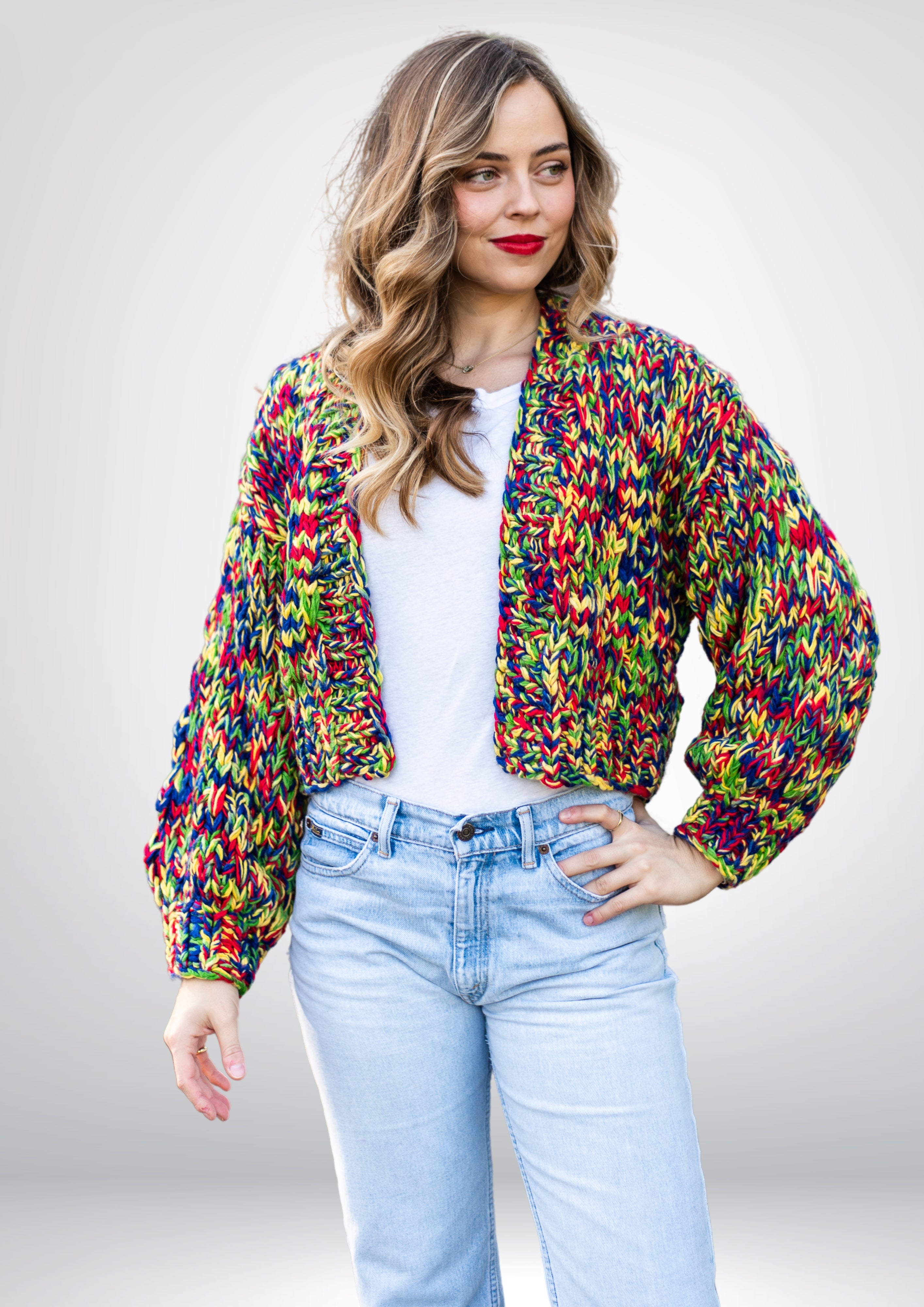 Rainbow Handmade Cardi |  Yellow