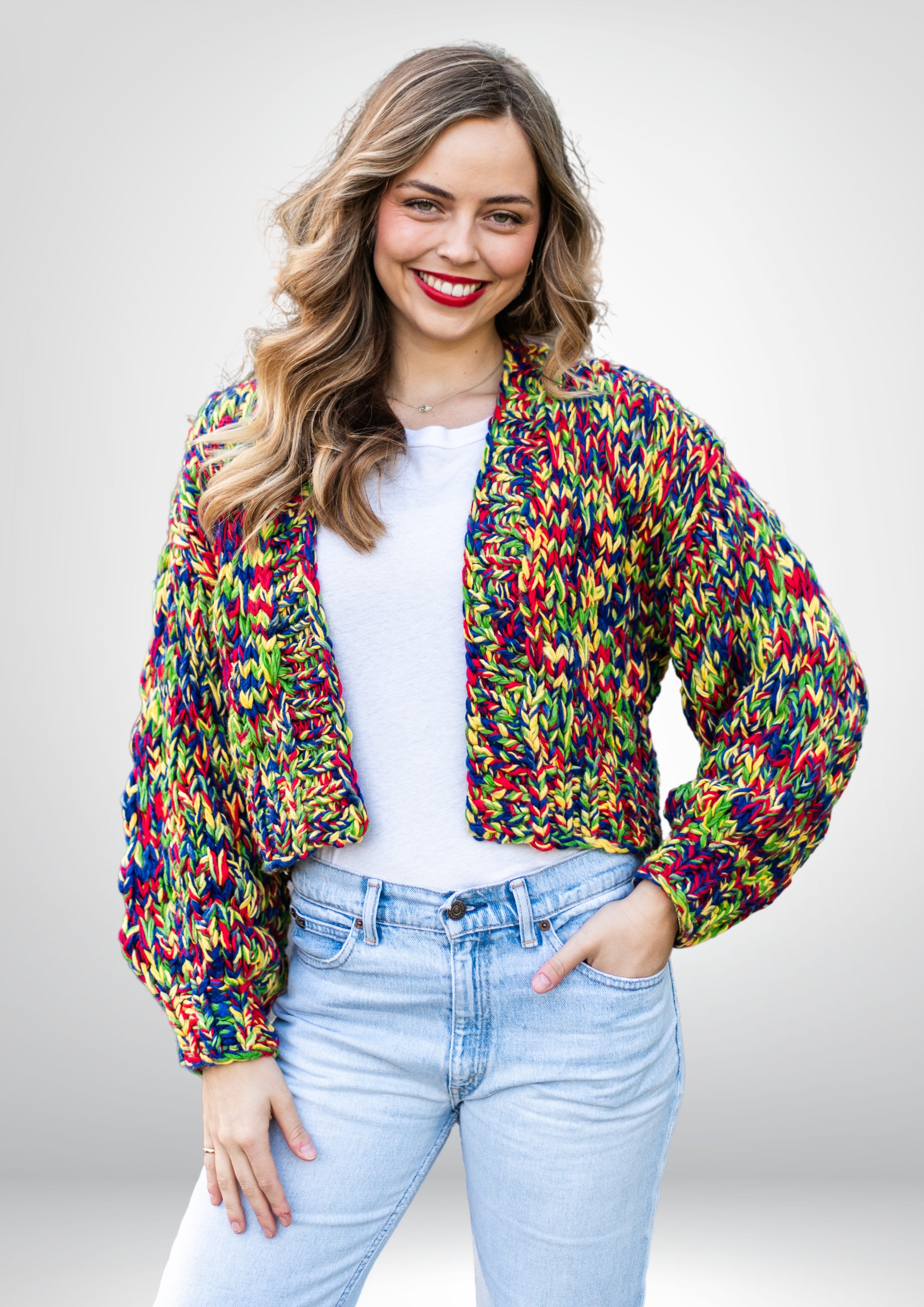 Rainbow Handmade Cardi |  Yellow