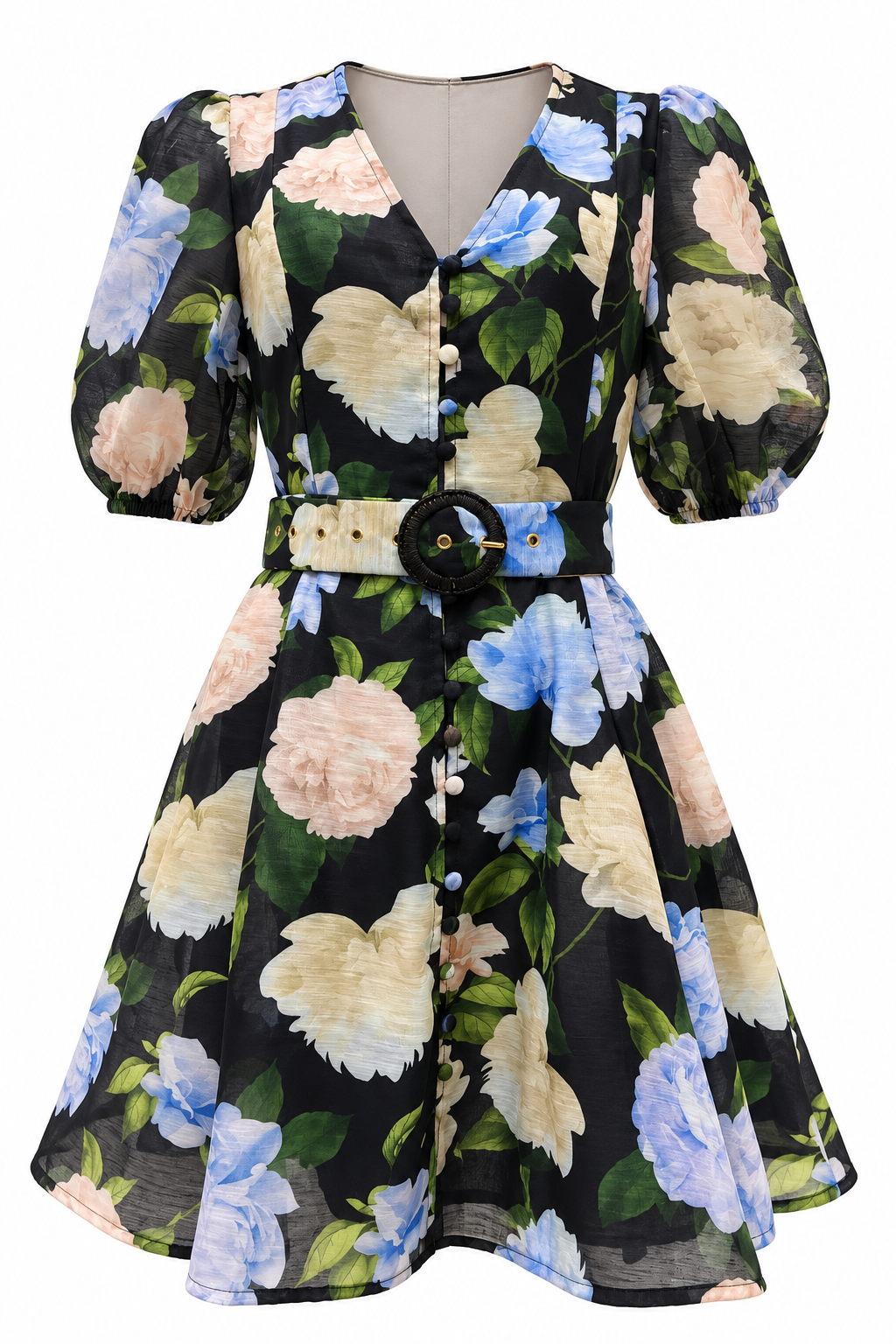 Greta Short Dress | Black Floral
