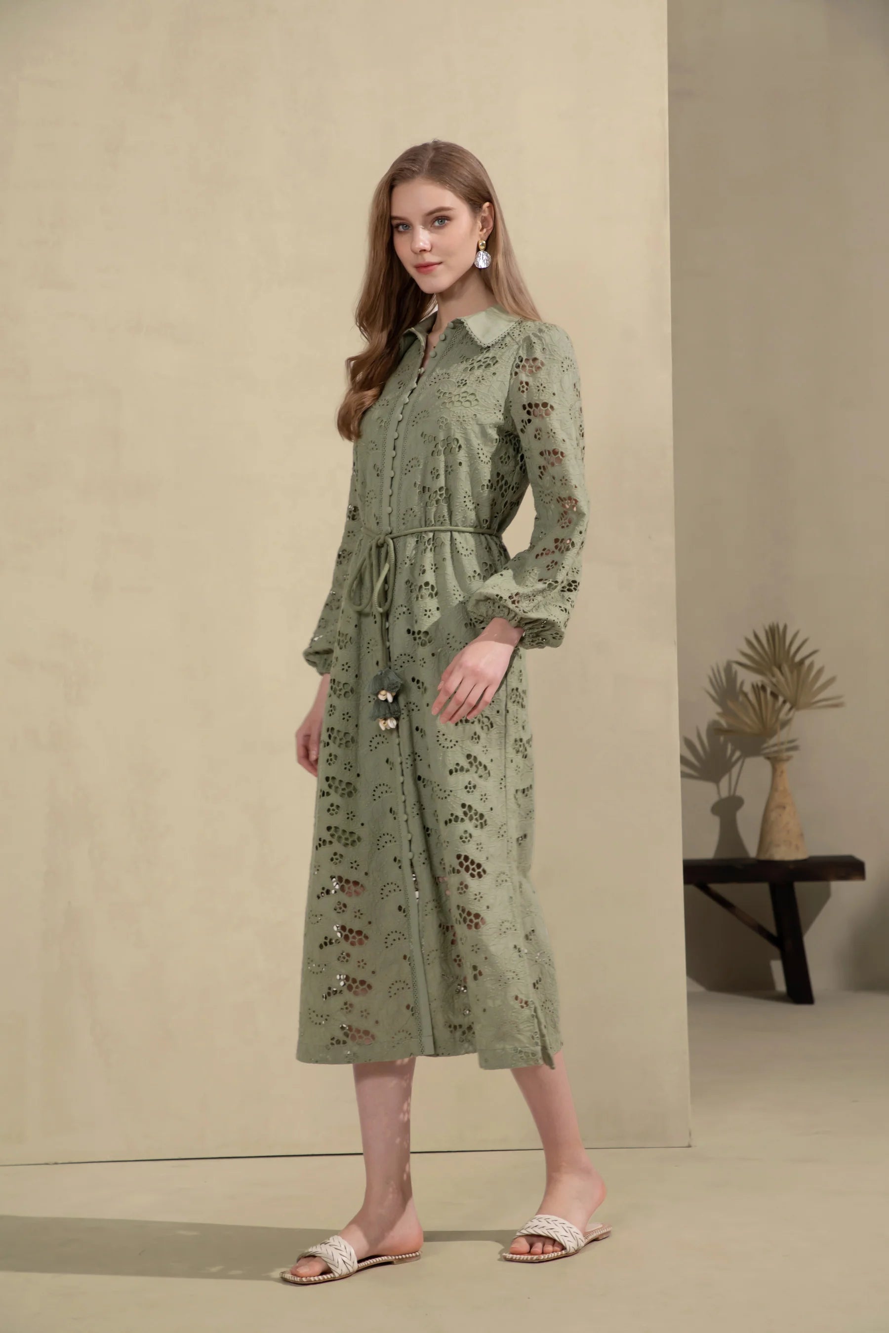 GDS Rosie Embroidered Long Dress  | Khaki