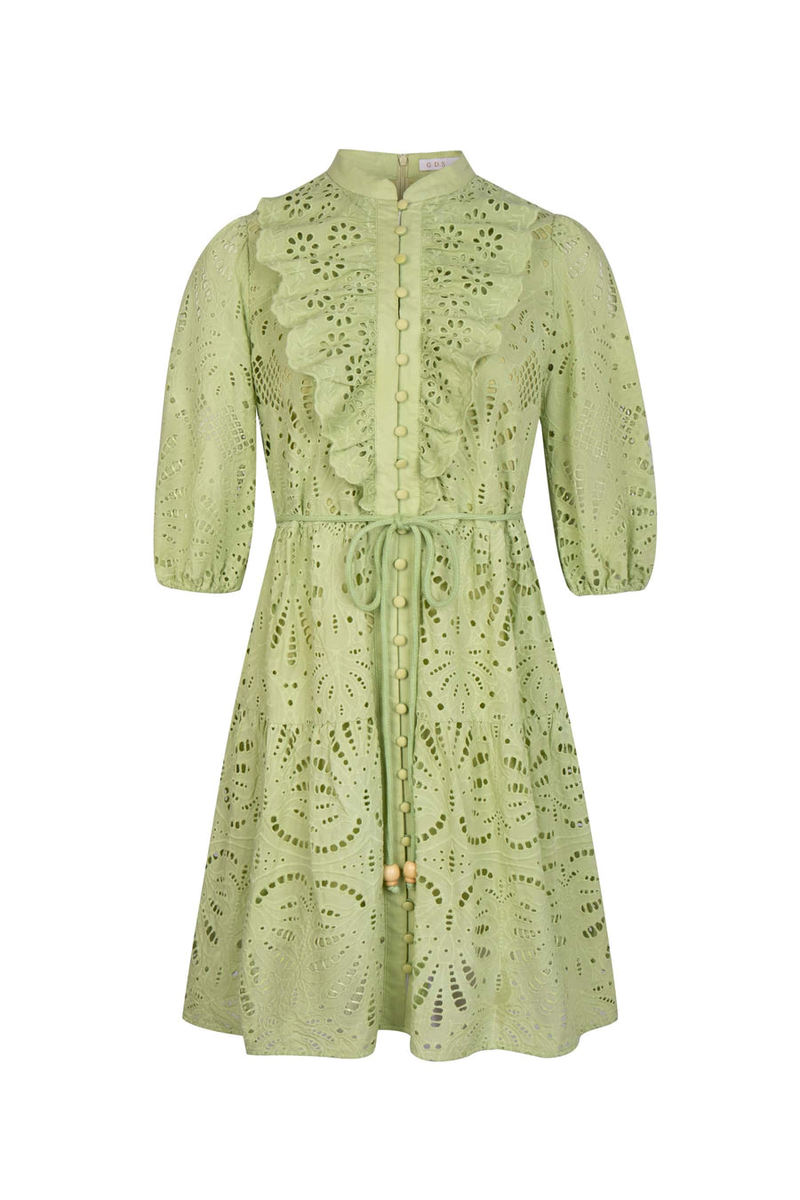 GDS Margot Embroidered Short Dress | Tarragon DRESSES 10 12 14 16 8 GDS GREEN L M S XL XS