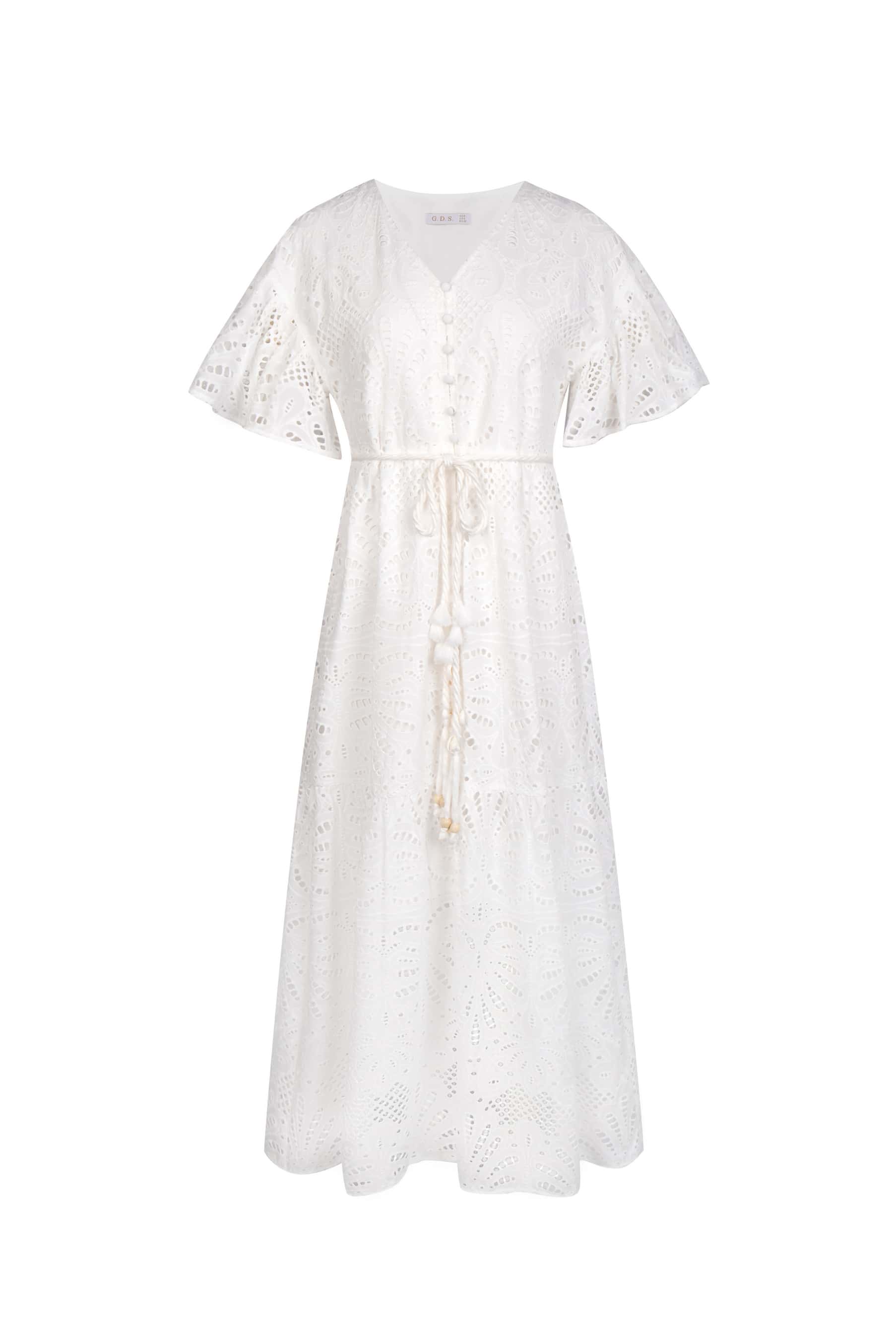 GDS Margot Embroidered Long Dress | White DRESSES 10 12 14 16 8 GDS L M S WHITE XL XS