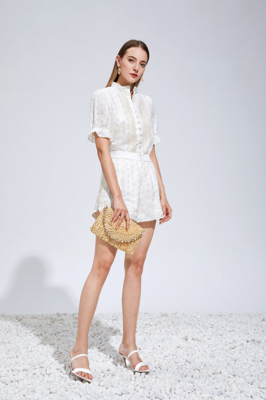 GDS Laure Embroidered Linen Blouse | Cannoli Cream DRESSES Catch GDS L M S XS