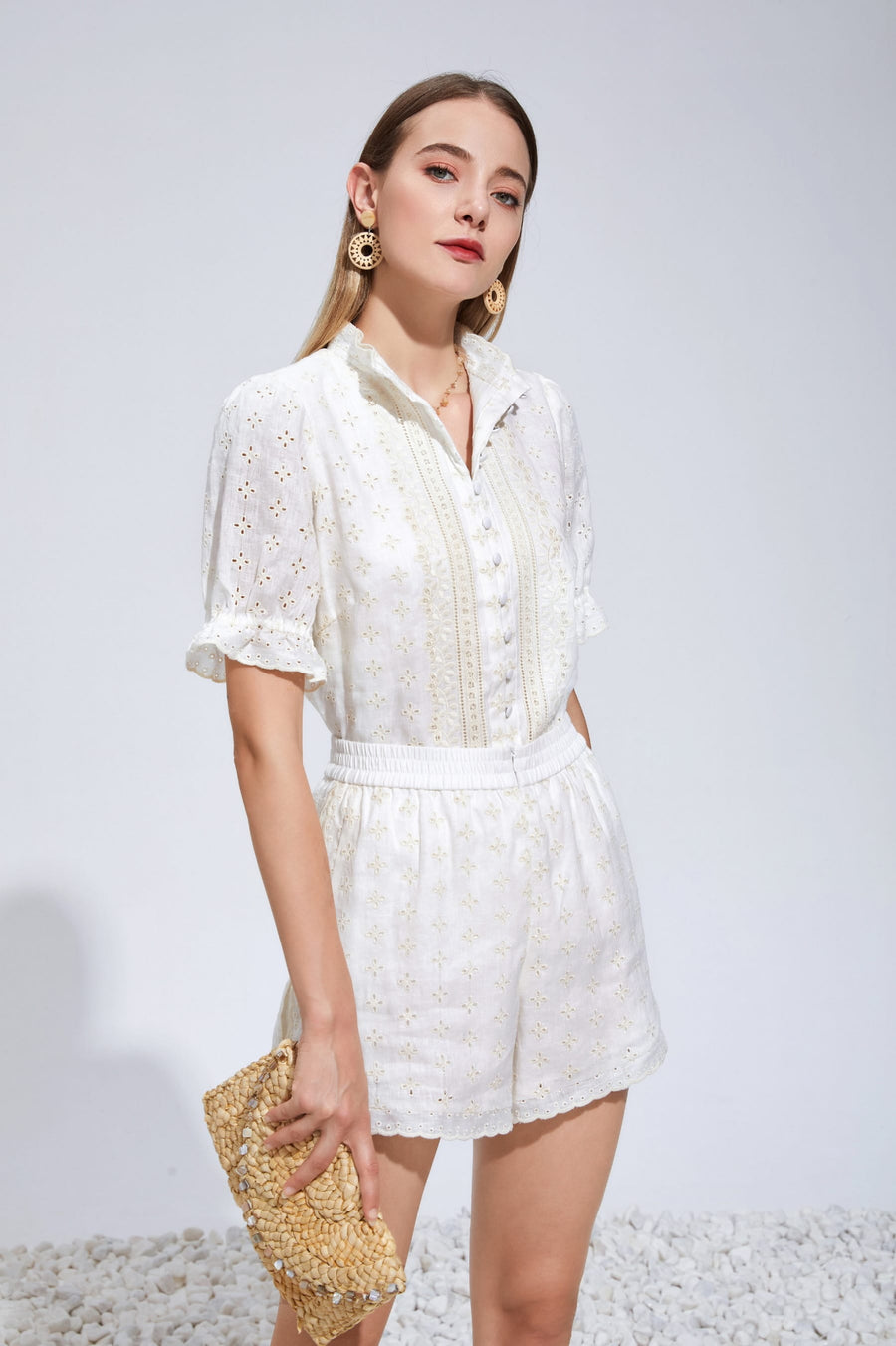 GDS Laure Embroidered Linen Blouse | Cannoli Cream DRESSES Catch GDS L M S XS