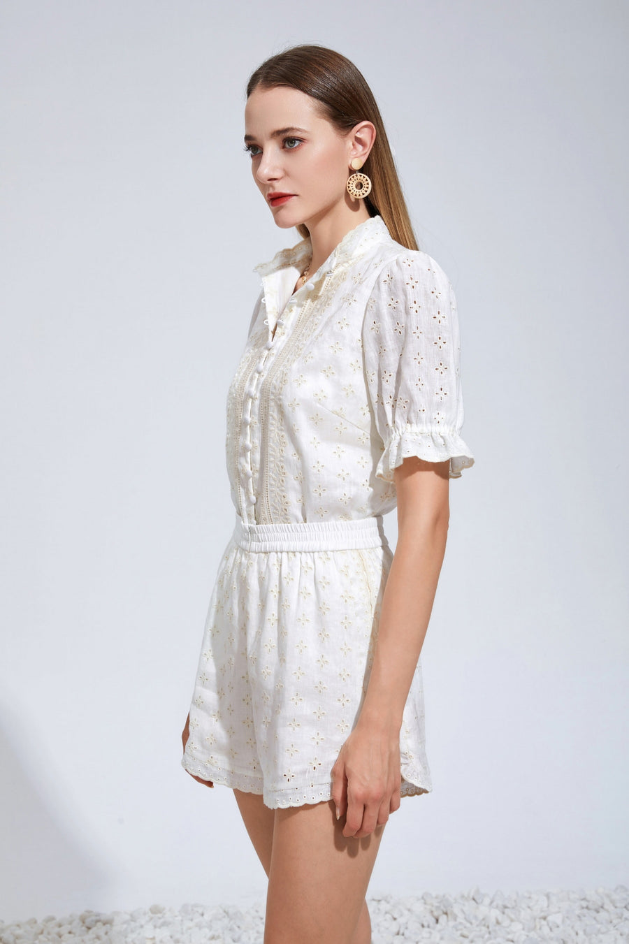 GDS Laure Embroidered Linen Blouse | Cannoli Cream DRESSES Catch GDS L M S XS