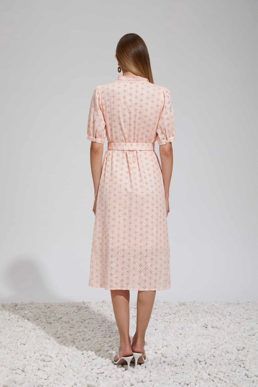 GDS Laure Embroidered Linen Dress | Cameo Rose DRESSES Catch GDS L M PINK S XL XS