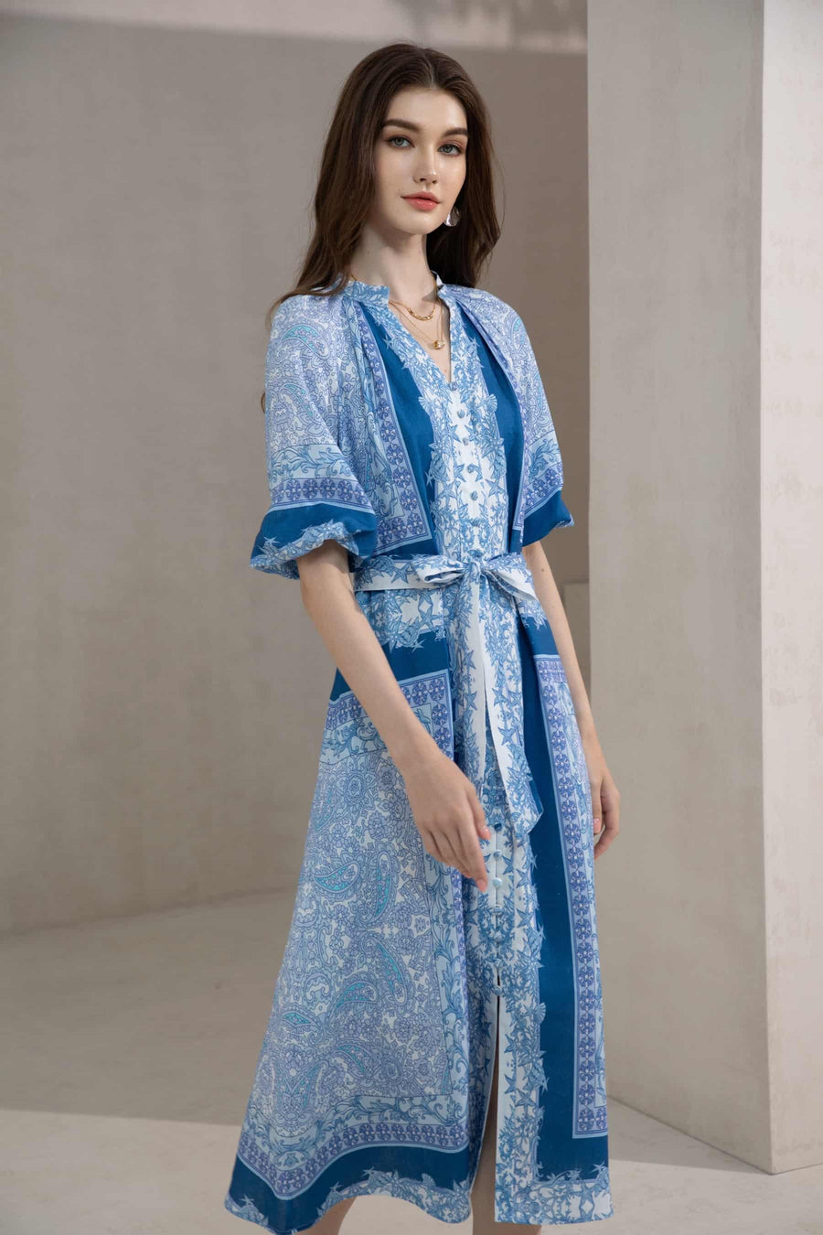GDS Oceane Linen Long Dress  | Blue