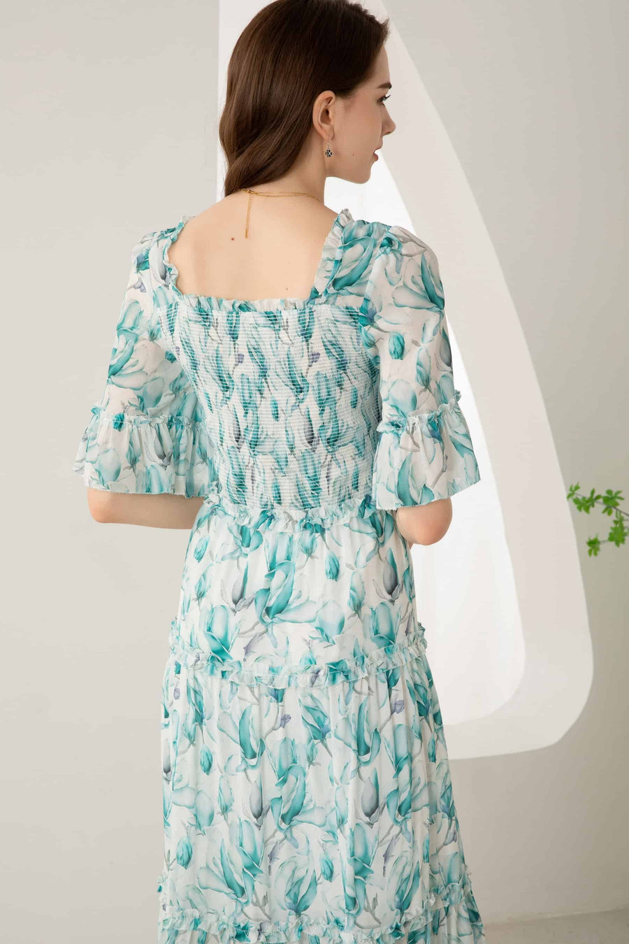 GDS Risette Silk  Long Dress | Blue Print