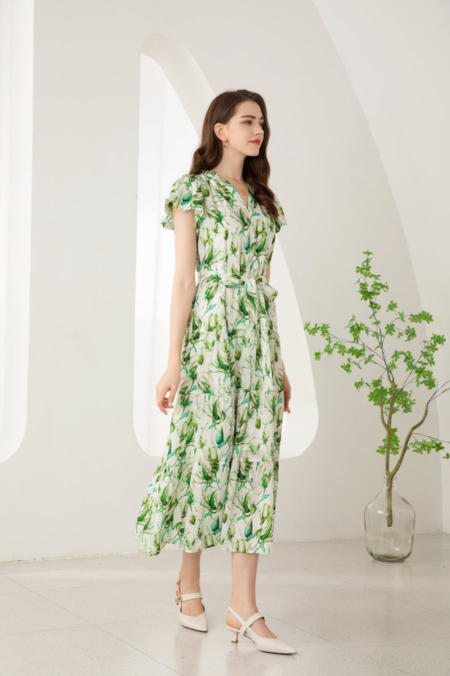 GDS Risette Tencel Long Dress | Green Print DRESSES Catch GDS L M S XL XS
