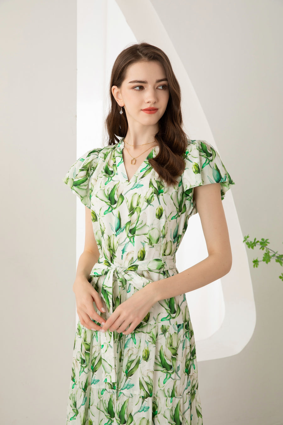 GDS Risette Tencel Long Dress | Green Print DRESSES Catch GDS L M S XL XS