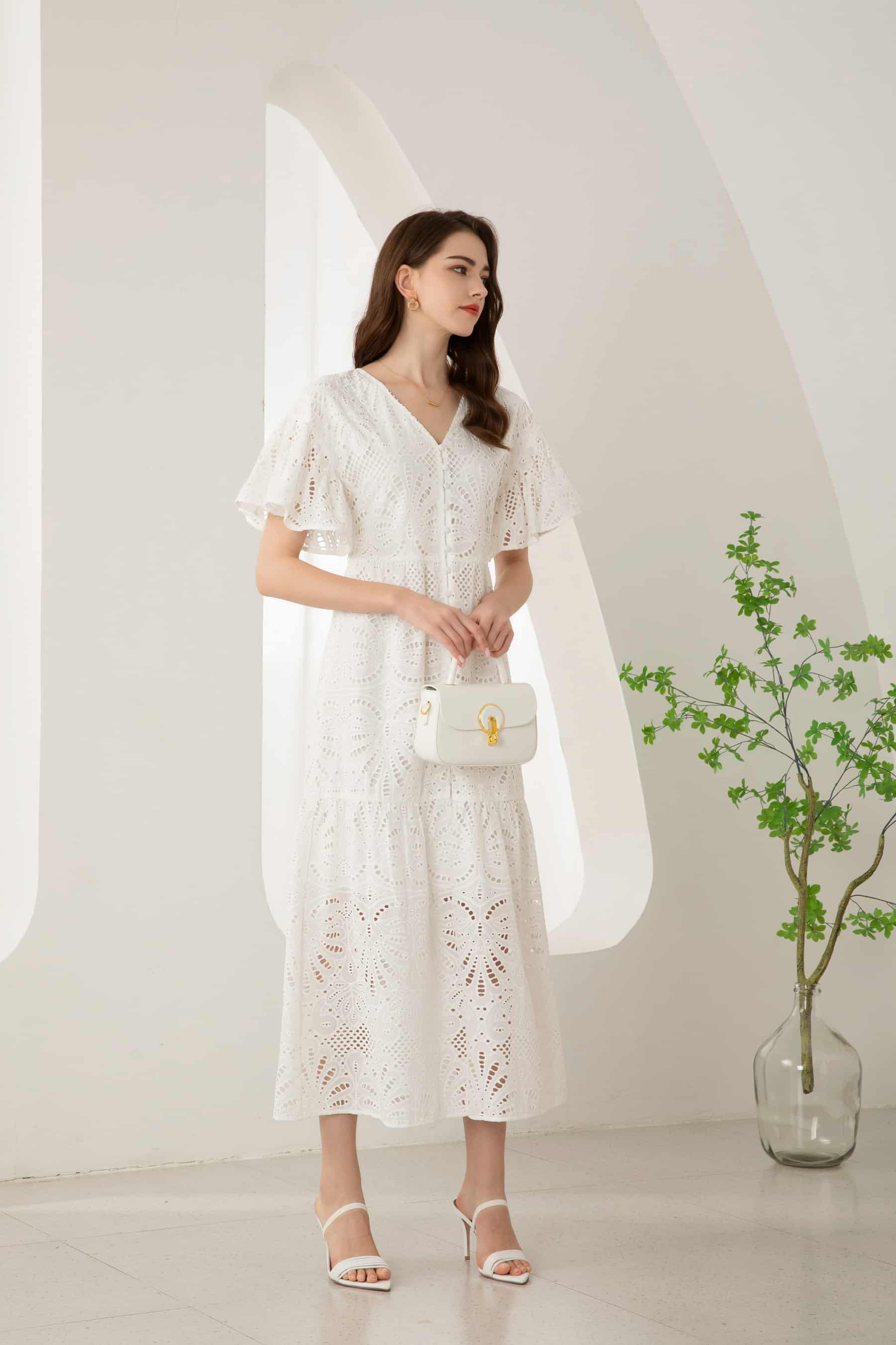 GDS Margot Embroidered Long Dress | White DRESSES 10 12 14 16 8 GDS L M S WHITE XL XS