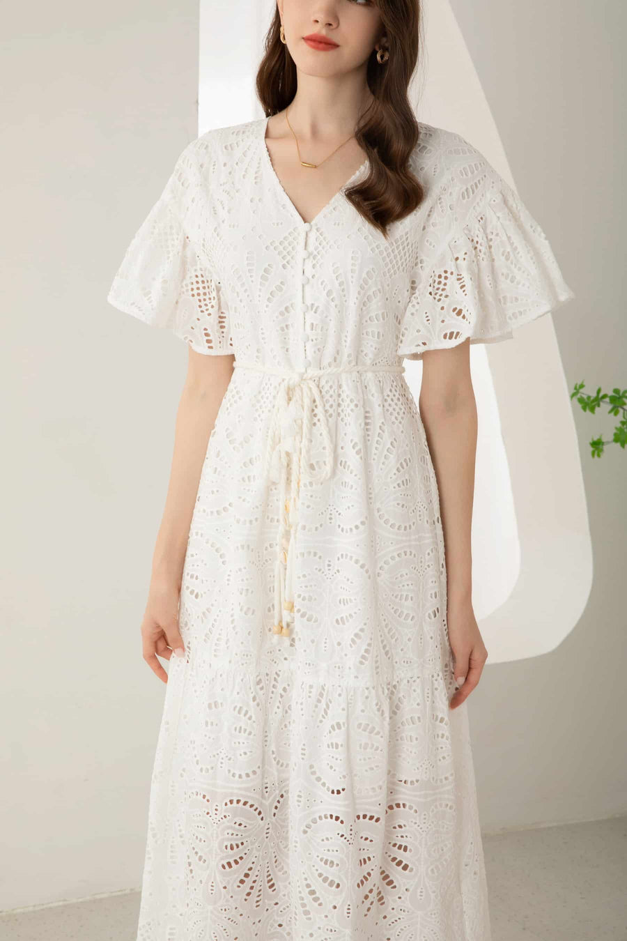 GDS Margot Embroidered Long Dress | White DRESSES 10 12 14 16 8 GDS L M S WHITE XL XS