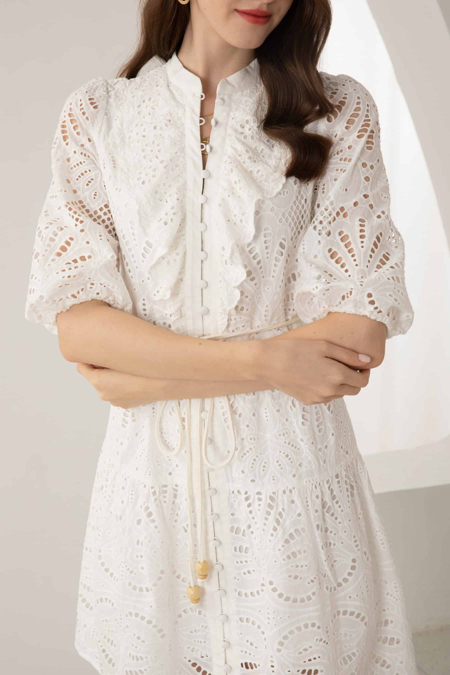 GDS Margot Embroidered Short Dress | White DRESSES 10 12 14 16 8 GDS L M S WHITE XL XS