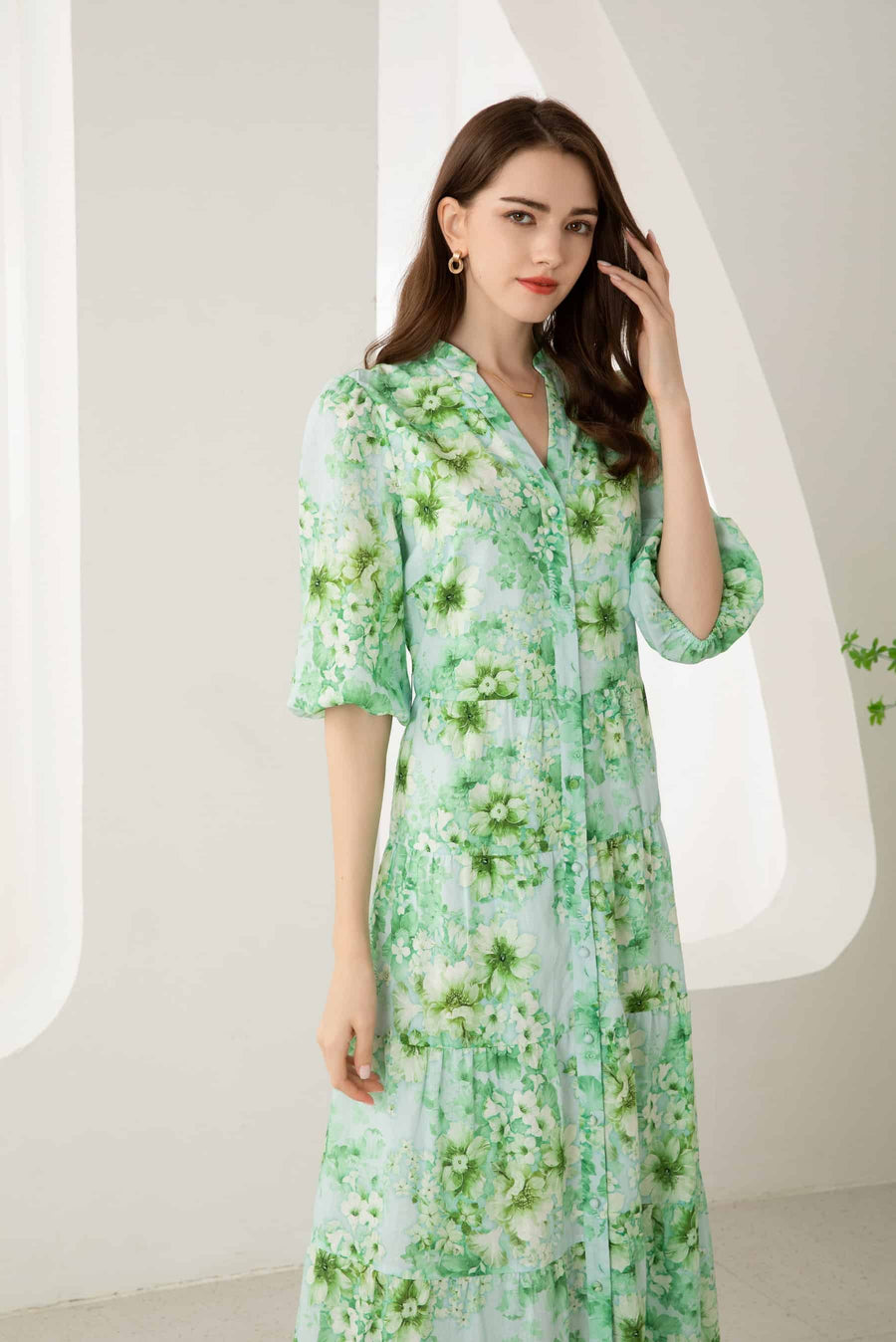 GDS Brielle Floral Linen Dress | Green Ash