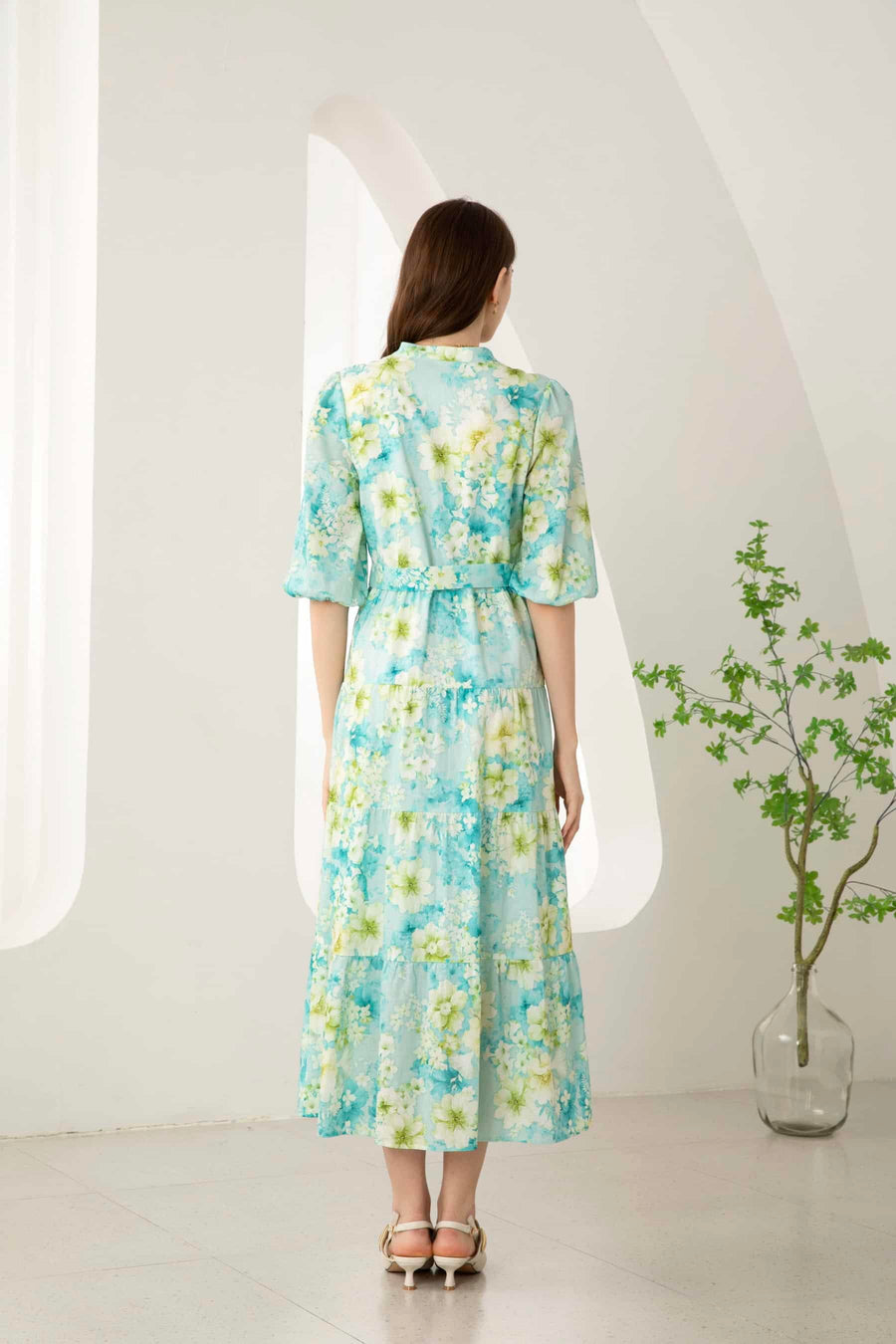 GDS Brielle Floral Linen Dress |  Blue