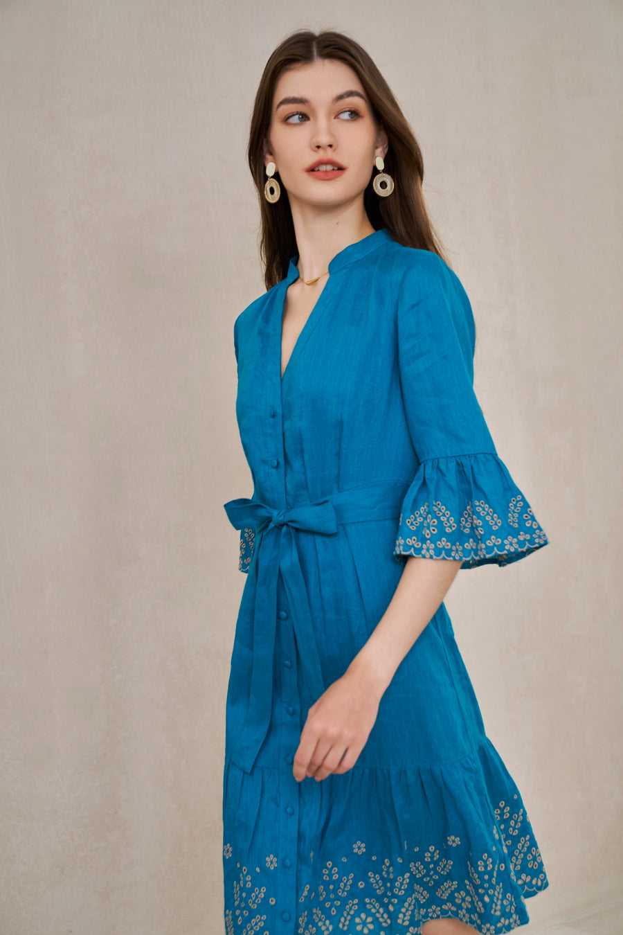 GDS Raven Linen Short Dress | Blue Moon DRESSES 10 12 14 16 8 BLUE GDS L M S XL XS
