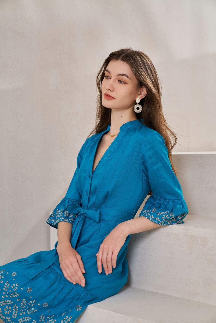 GDS Raven Linen Short Dress | Blue Moon DRESSES 10 12 14 16 8 BLUE GDS L M S XL XS