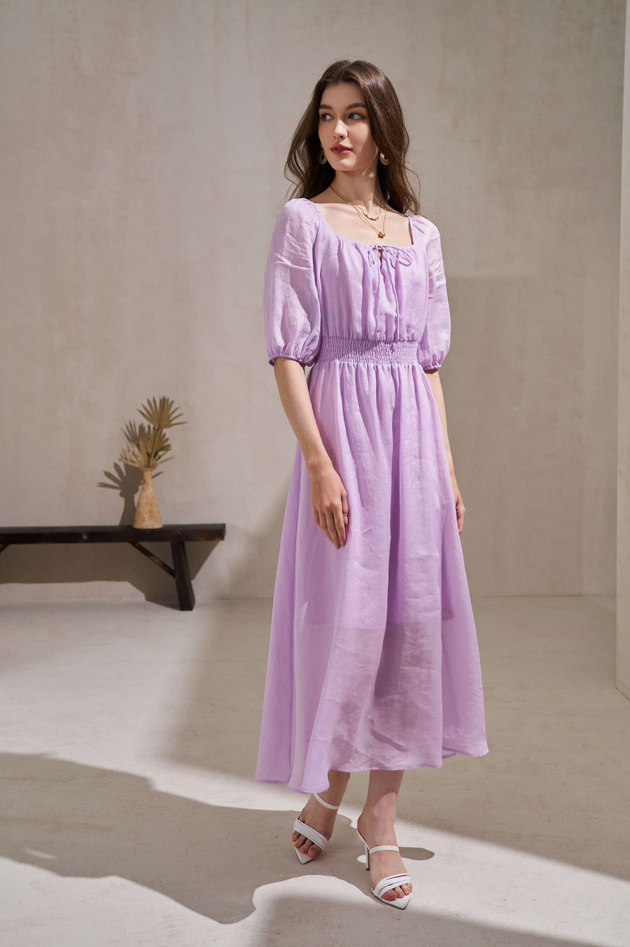 GDS Isla Linen Long Dress | Winson Orchid DRESSES 10 12 14 16 8 GDS L M S VIOLET XL XS