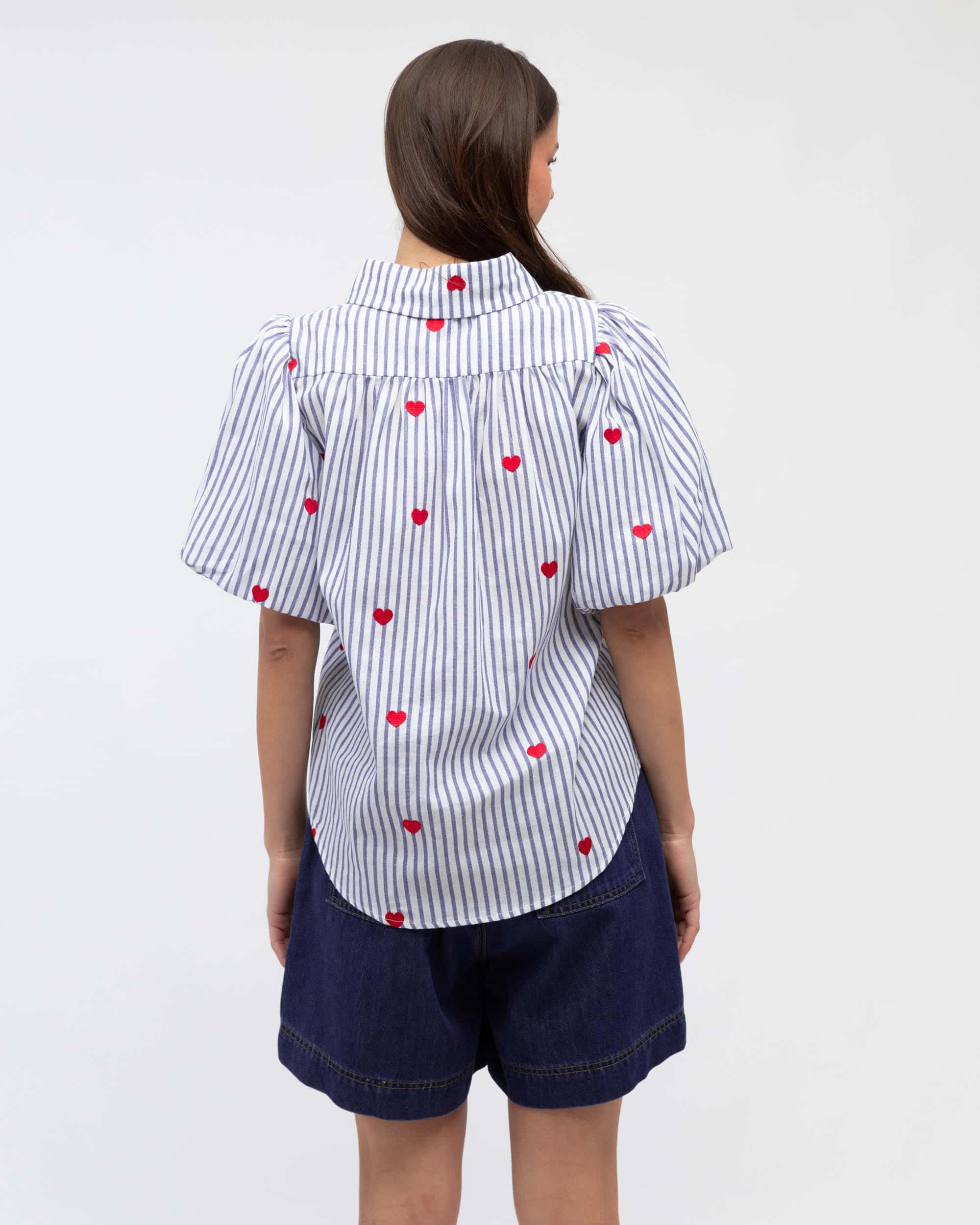 Love Heart Short Sleeve  Shirt | Blue