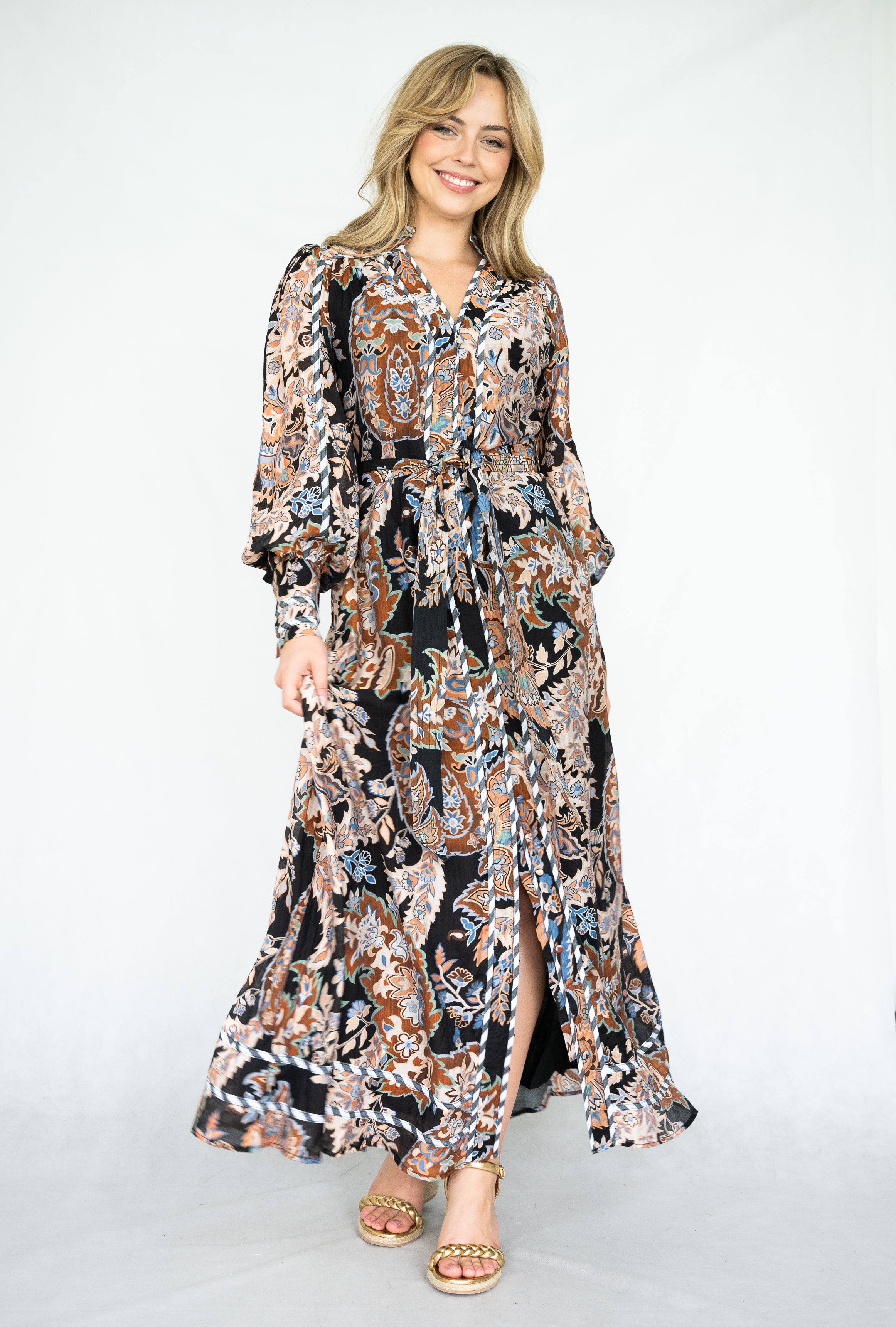 Marbel Long   Dress  | Brown