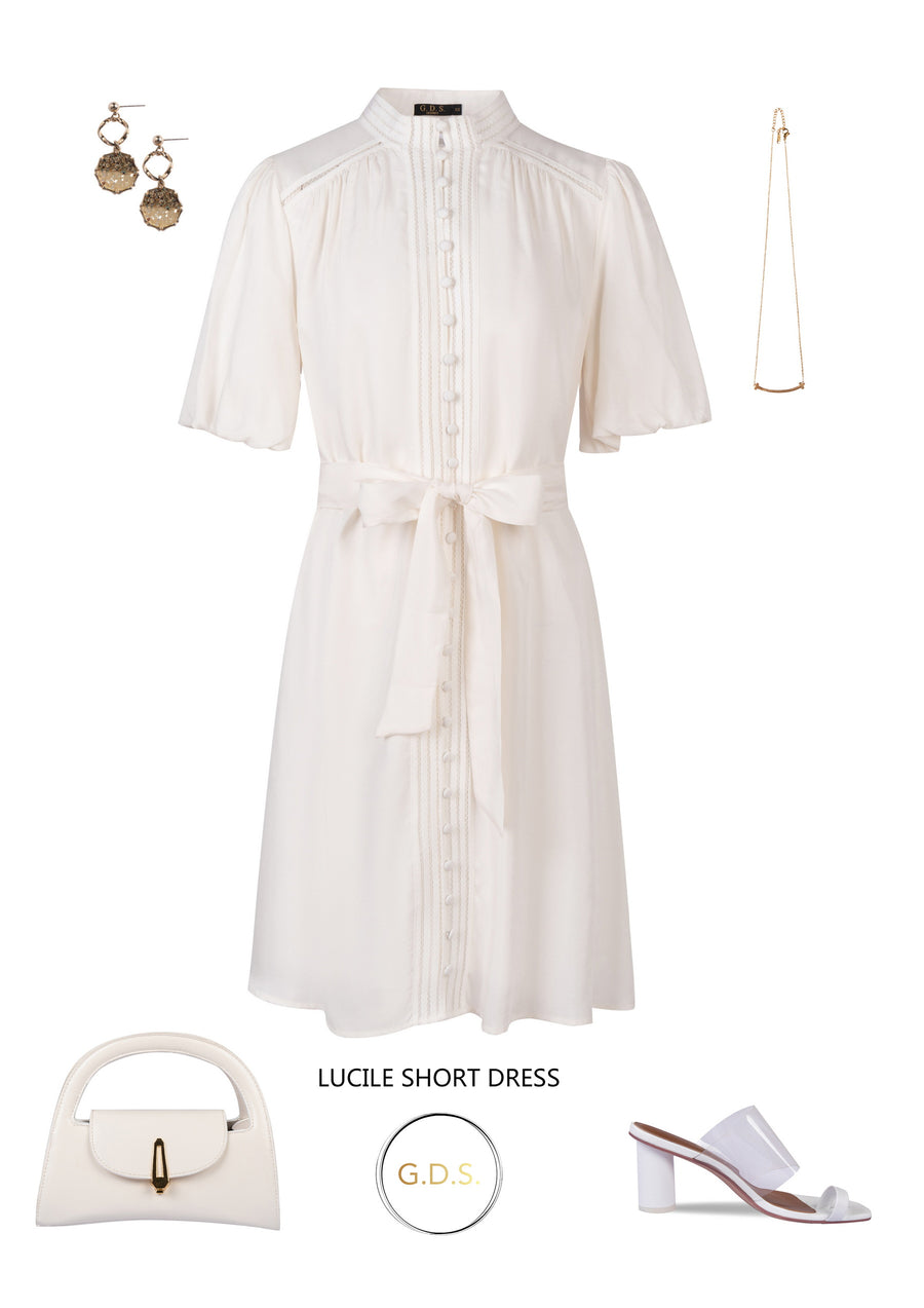 GDS Lucile Short Dress | White DRESSES BRUNCH CASUAL Catch GDS HOLIDAY L M S SALE shorts SPRING-SUMMER WHITE XL XS