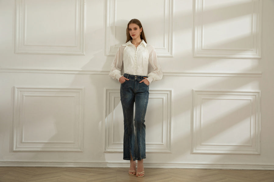 GDS Camille Blouse | White BLOUSES autumn-winter AW 23 BLOUSES BRUNCH CASUAL Catch GDS L M S SALE 40 % WHITE WORK XL XS