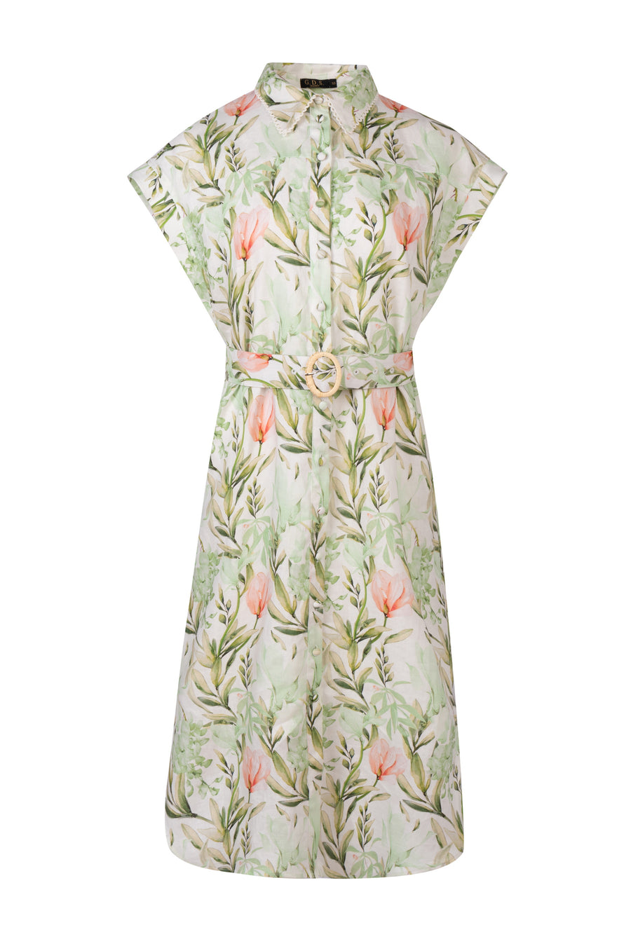 GDS Desiree Floral Linen Long Dress | Green DRESSES Catch GDS GREEN L M S SALE XL XS
