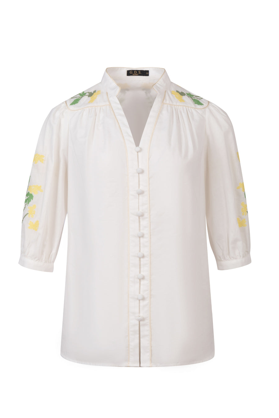 GDS Felice Embroidered Blouse | White DRESSES BLOUSES BRUNCH CASUAL Catch GDS HOLIDAY L M S SALE 40 % SPRING-SUMMER WHITE WORK XL XS